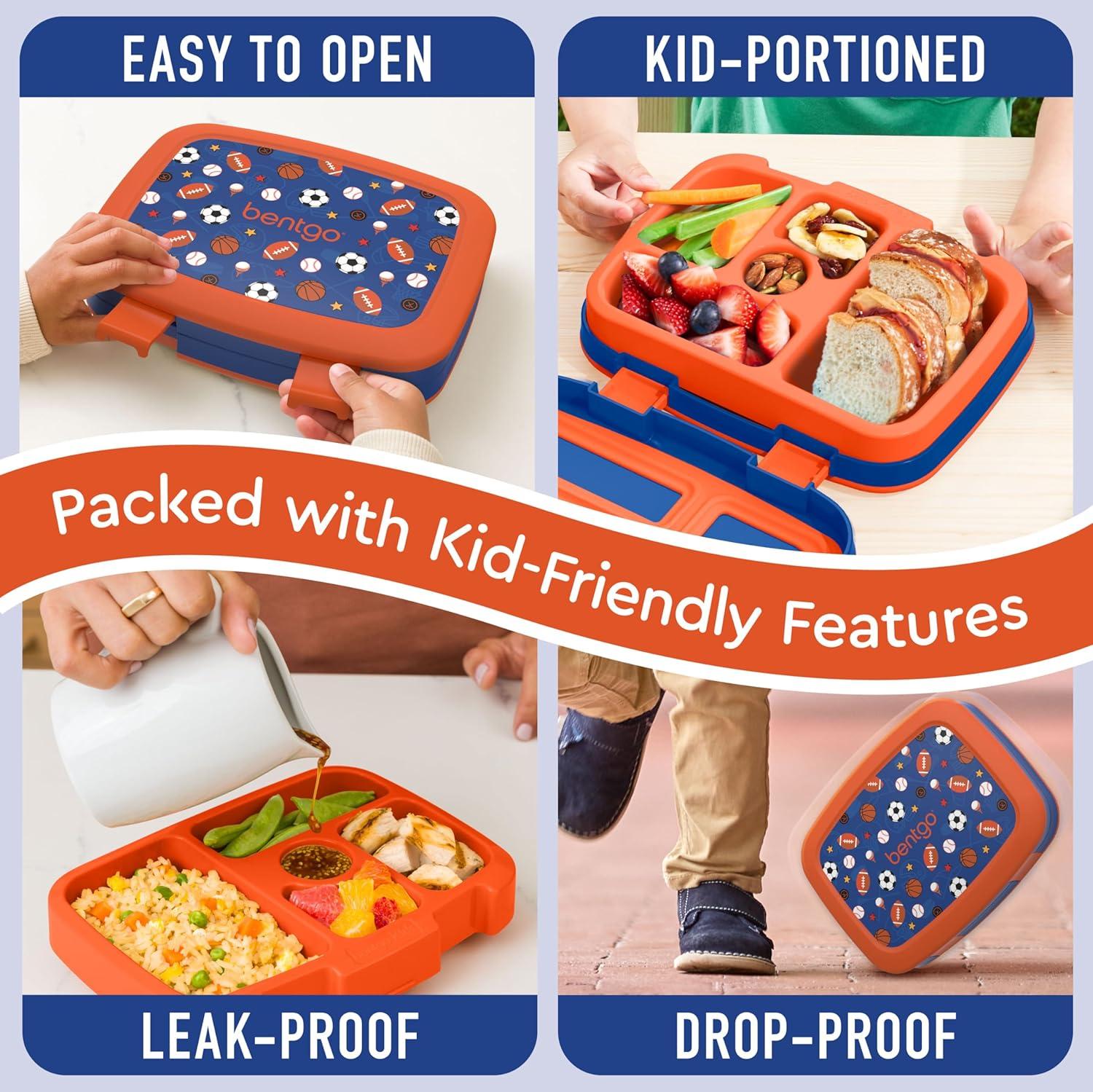 imageBentgo Kids 5Compartment LeakProof BentoStyle Lunch Box Whimsy amp Wonder Collection Ideal for Ages 37 DropProof amp Durable Dishwasher Safe amp PFAS amp BPAFree Materials Geo SpeckleSports