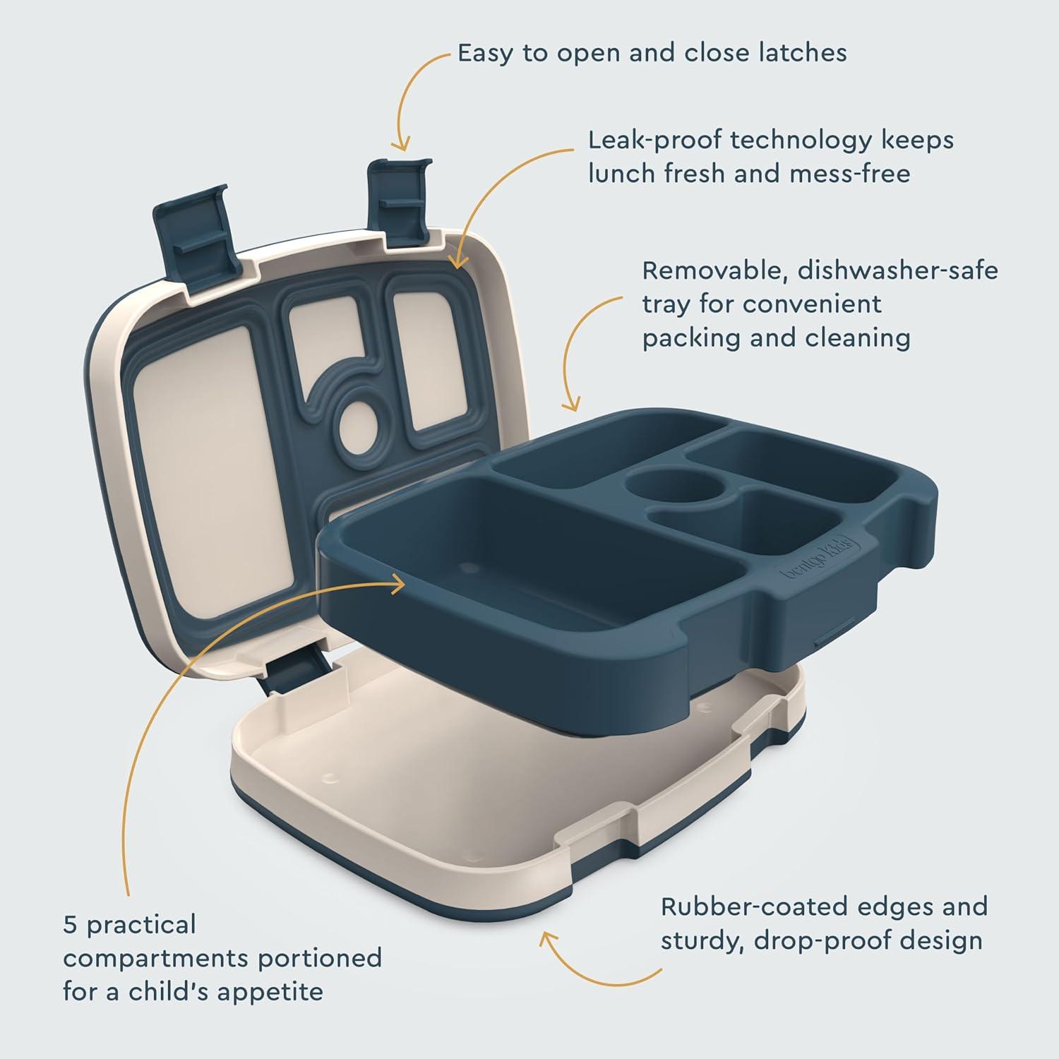 imageBentgo Kids 5Compartment LeakProof BentoStyle Lunch Box Whimsy amp Wonder Collection Ideal for Ages 37 DropProof amp Durable Dishwasher Safe amp PFAS amp BPAFree Materials Geo SpeckleFriendly Skies