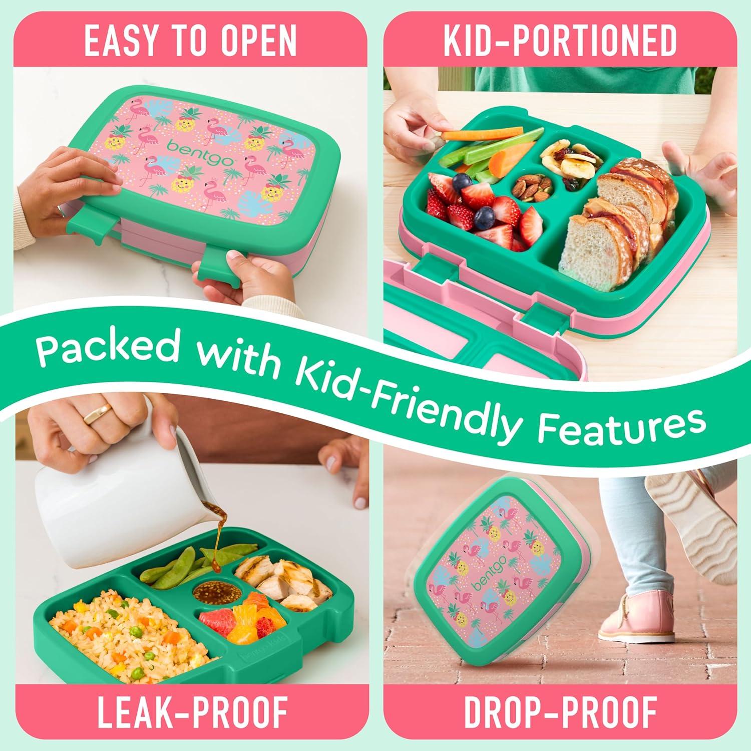 imageBentgo Kids 5Compartment LeakProof BentoStyle Lunch Box Whimsy amp Wonder Collection Ideal for Ages 37 DropProof amp Durable Dishwasher Safe amp PFAS amp BPAFree Materials Geo SpeckleTropical
