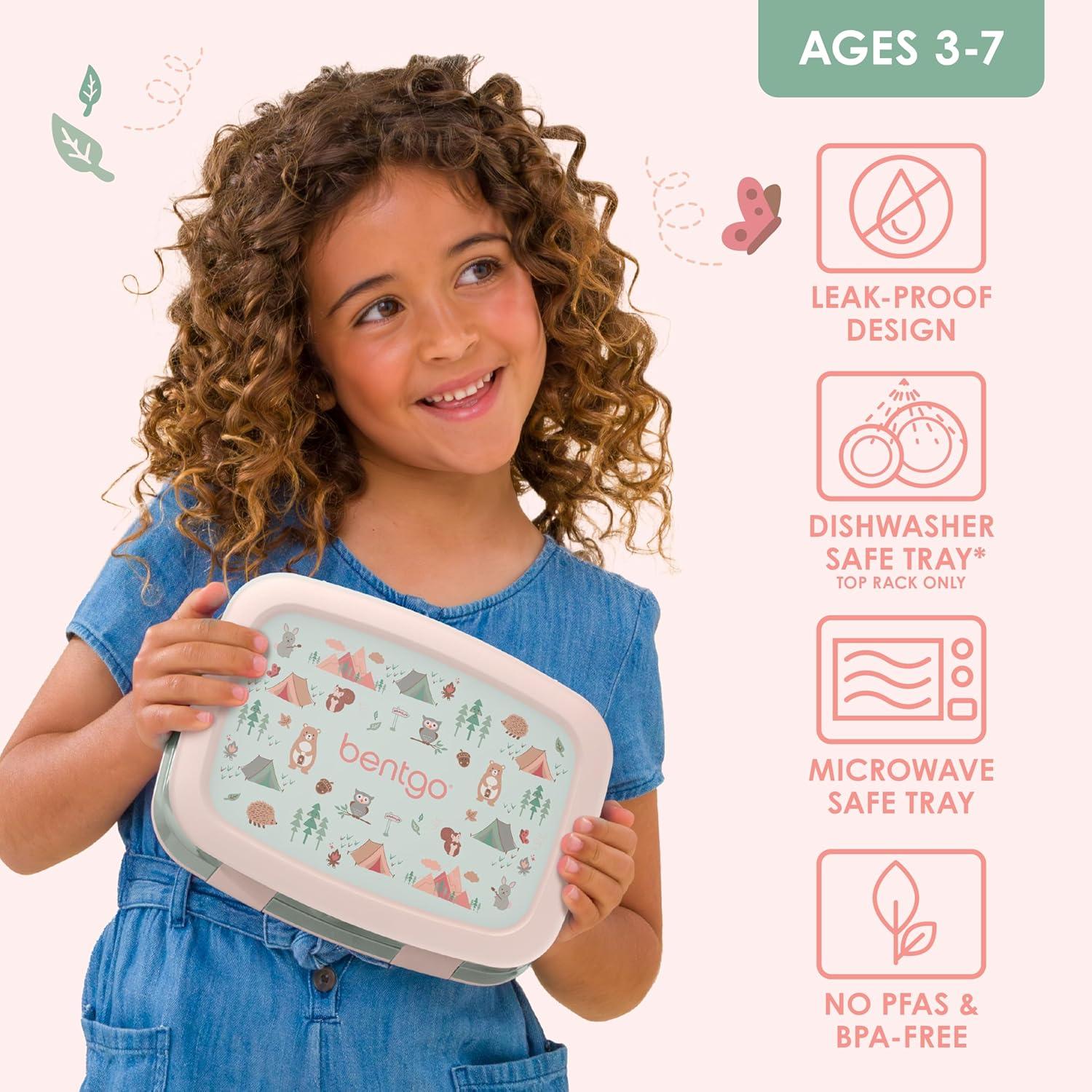 imageBentgo Kids 5Compartment LeakProof BentoStyle Lunch Box Whimsy amp Wonder Collection Ideal for Ages 37 DropProof amp Durable Dishwasher Safe amp PFAS amp BPAFree Materials Geo SpeckleNature Adventure