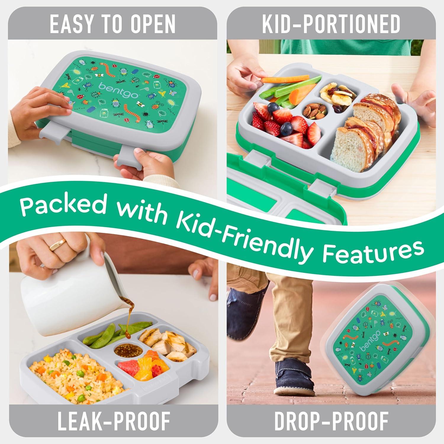 imageBentgo Kids 5Compartment LeakProof BentoStyle Lunch Box Whimsy amp Wonder Collection Ideal for Ages 37 DropProof amp Durable Dishwasher Safe amp PFAS amp BPAFree Materials Geo SpeckleBug Buddies