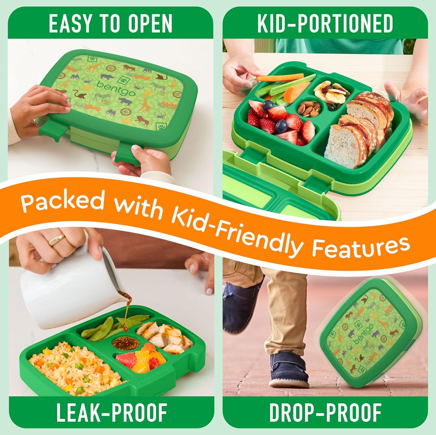 imageBentgo Kids 5Compartment LeakProof BentoStyle Lunch Box Whimsy amp Wonder Collection Ideal for Ages 37 DropProof amp Durable Dishwasher Safe amp PFAS amp BPAFree Materials Geo SpeckleSafari