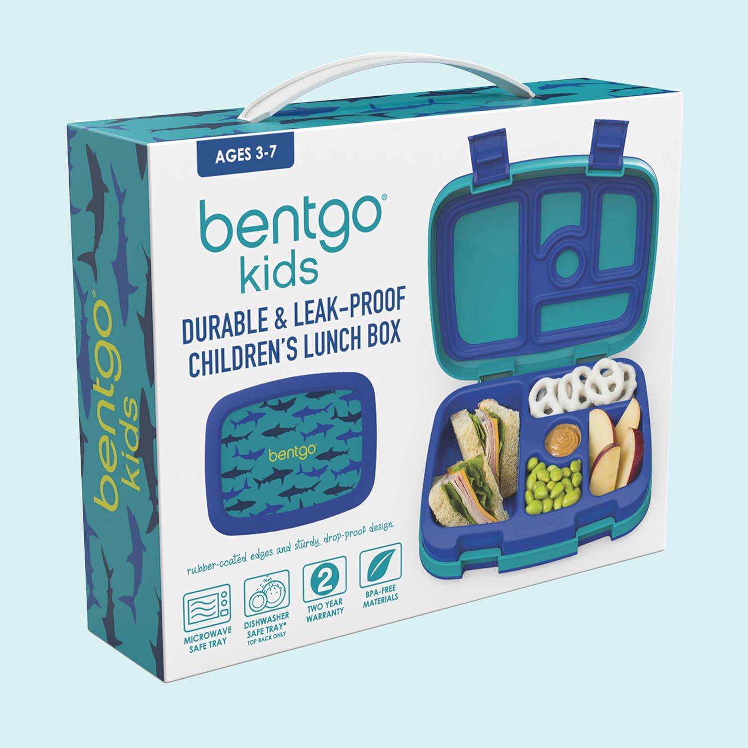 imageBentgo Kids 5Compartment LeakProof BentoStyle Lunch Box Whimsy amp Wonder Collection Ideal for Ages 37 DropProof amp Durable Dishwasher Safe amp PFAS amp BPAFree Materials Geo SpeckleSharks
