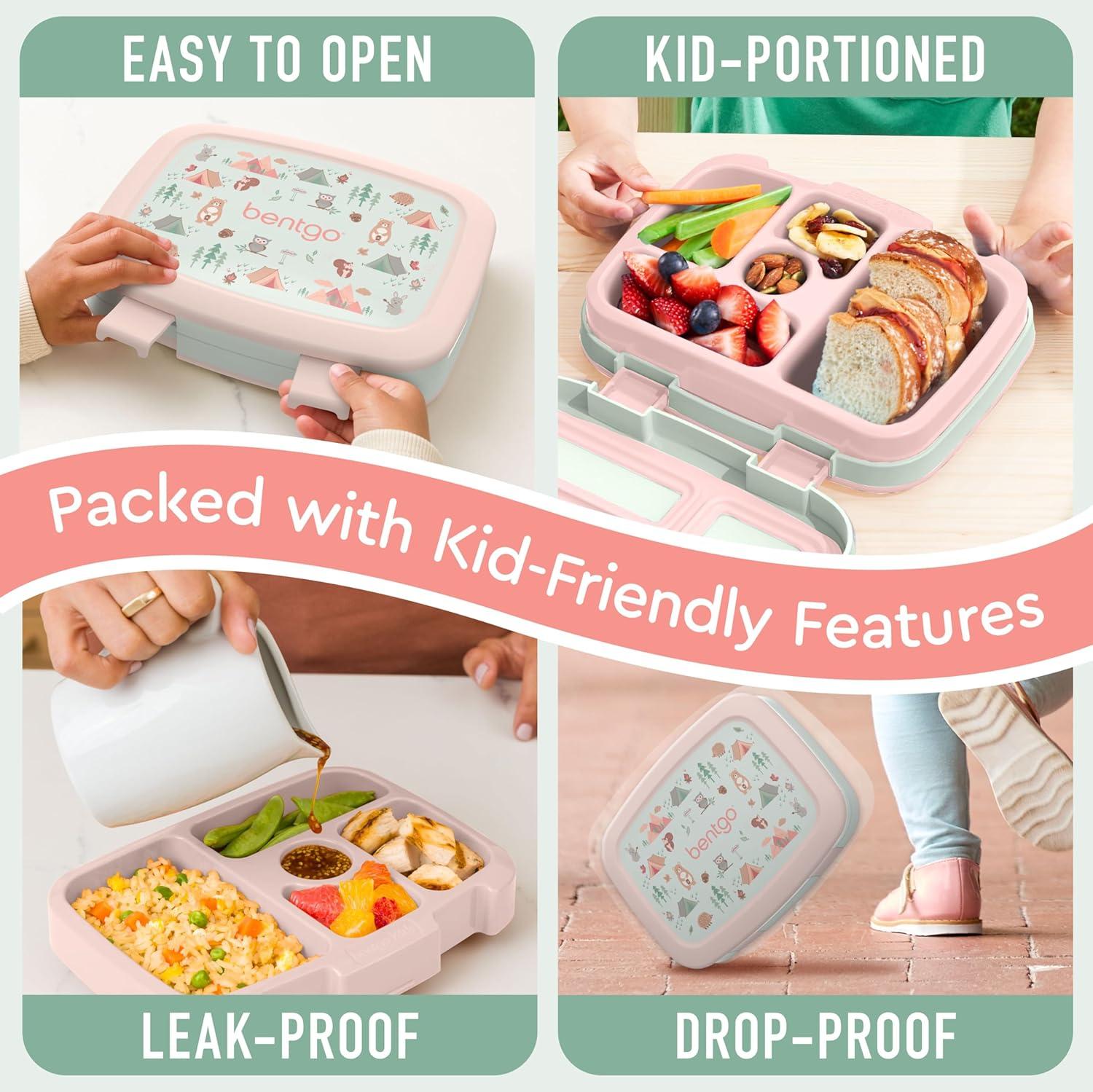 imageBentgo Kids 5Compartment LeakProof BentoStyle Lunch Box Whimsy amp Wonder Collection Ideal for Ages 37 DropProof amp Durable Dishwasher Safe amp PFAS amp BPAFree Materials Geo SpeckleNature Adventure