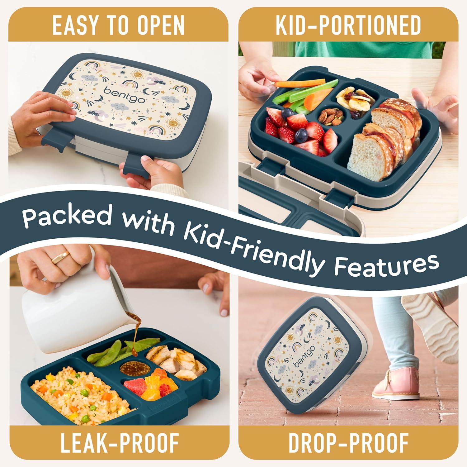 imageBentgo Kids 5Compartment LeakProof BentoStyle Lunch Box Whimsy amp Wonder Collection Ideal for Ages 37 DropProof amp Durable Dishwasher Safe amp PFAS amp BPAFree Materials Geo SpeckleFriendly Skies