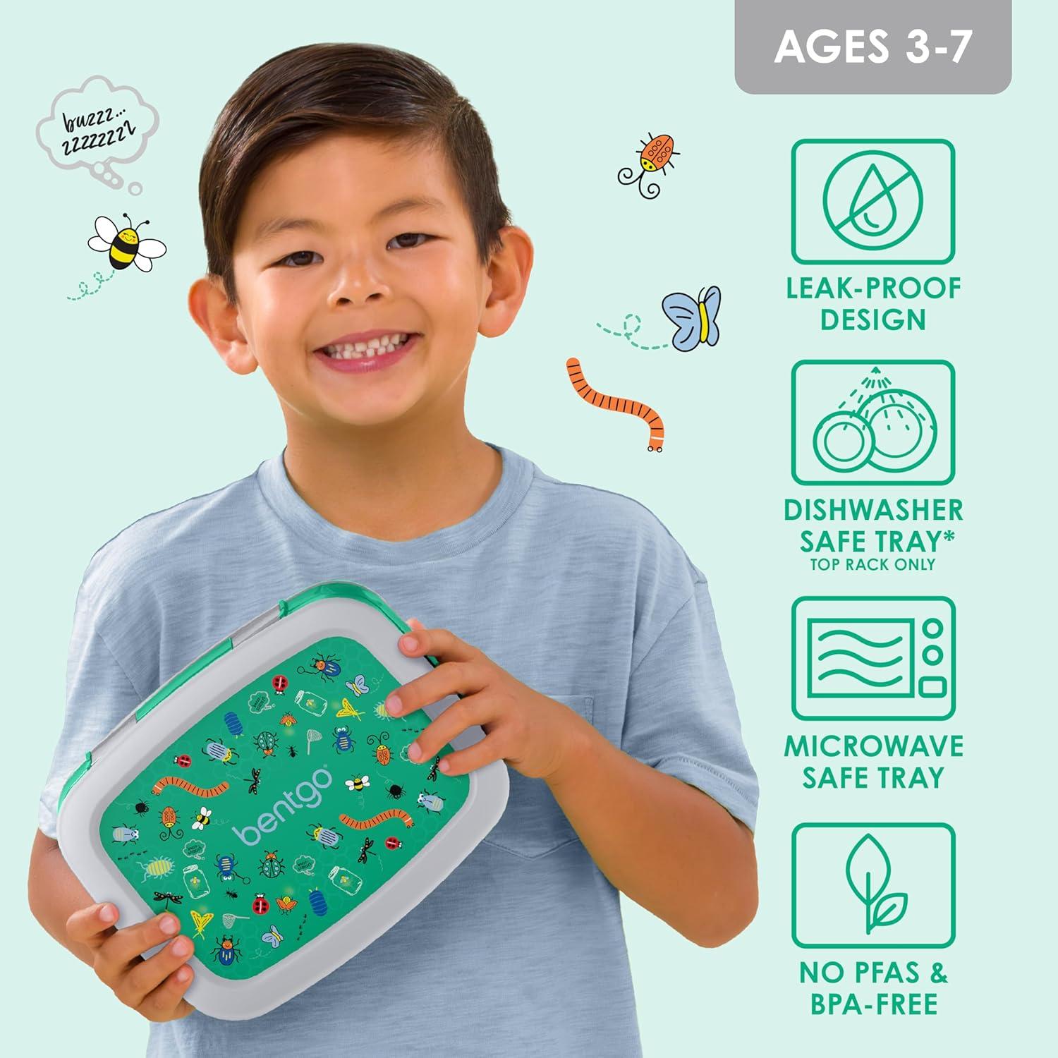 imageBentgo Kids 5Compartment LeakProof BentoStyle Lunch Box Whimsy amp Wonder Collection Ideal for Ages 37 DropProof amp Durable Dishwasher Safe amp PFAS amp BPAFree Materials Geo SpeckleBug Buddies