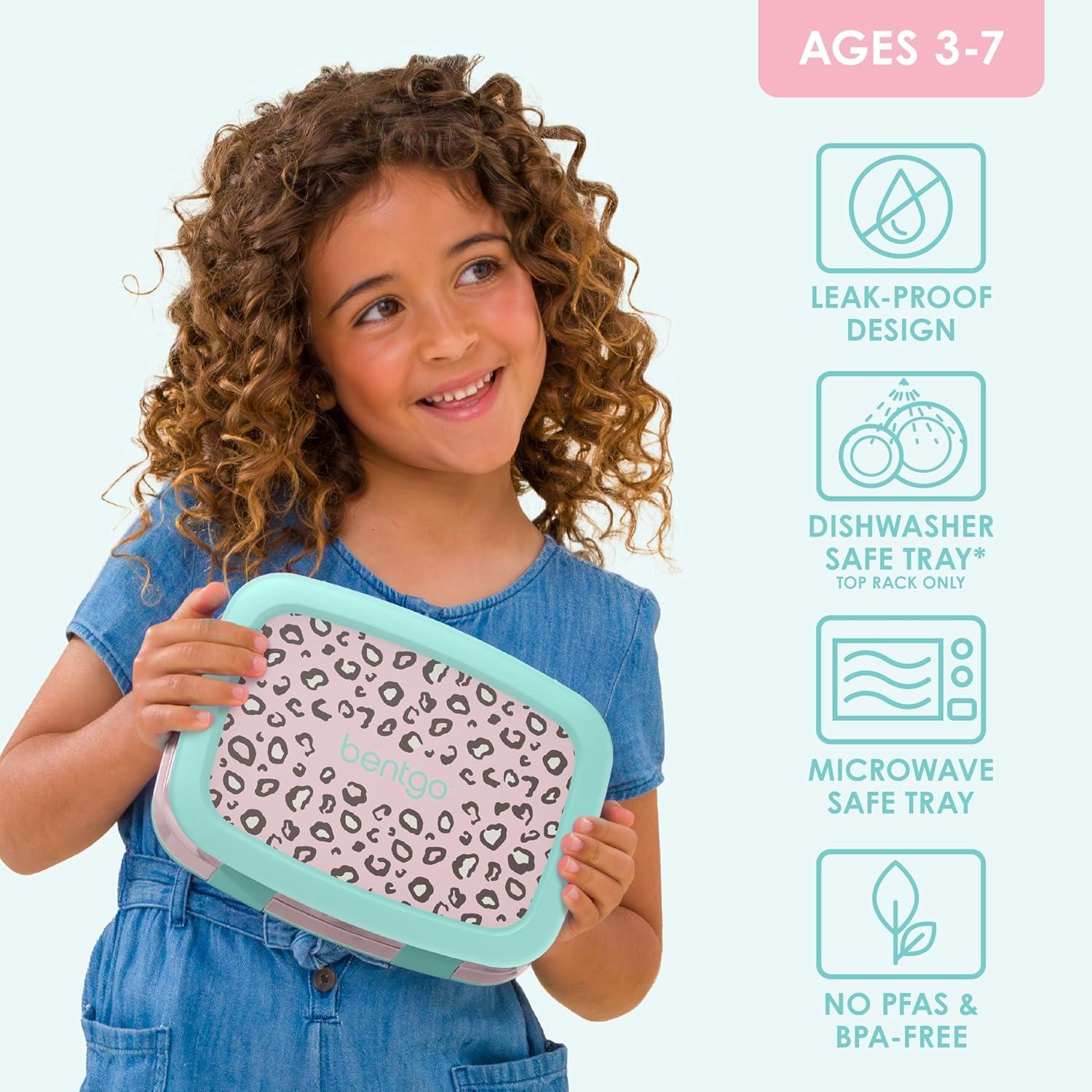 imageBentgo Kids 5Compartment LeakProof BentoStyle Lunch Box Whimsy amp Wonder Collection Ideal for Ages 37 DropProof amp Durable Dishwasher Safe amp PFAS amp BPAFree Materials Geo SpeckleLeopard