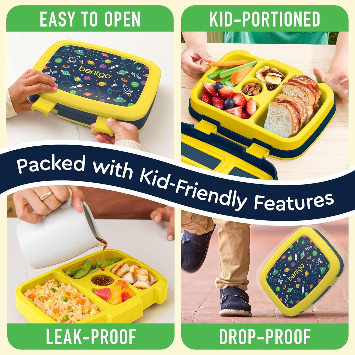 imageBentgo Kids 5Compartment LeakProof BentoStyle Lunch Box Whimsy amp Wonder Collection Ideal for Ages 37 DropProof amp Durable Dishwasher Safe amp PFAS amp BPAFree Materials Geo SpeckleSpace