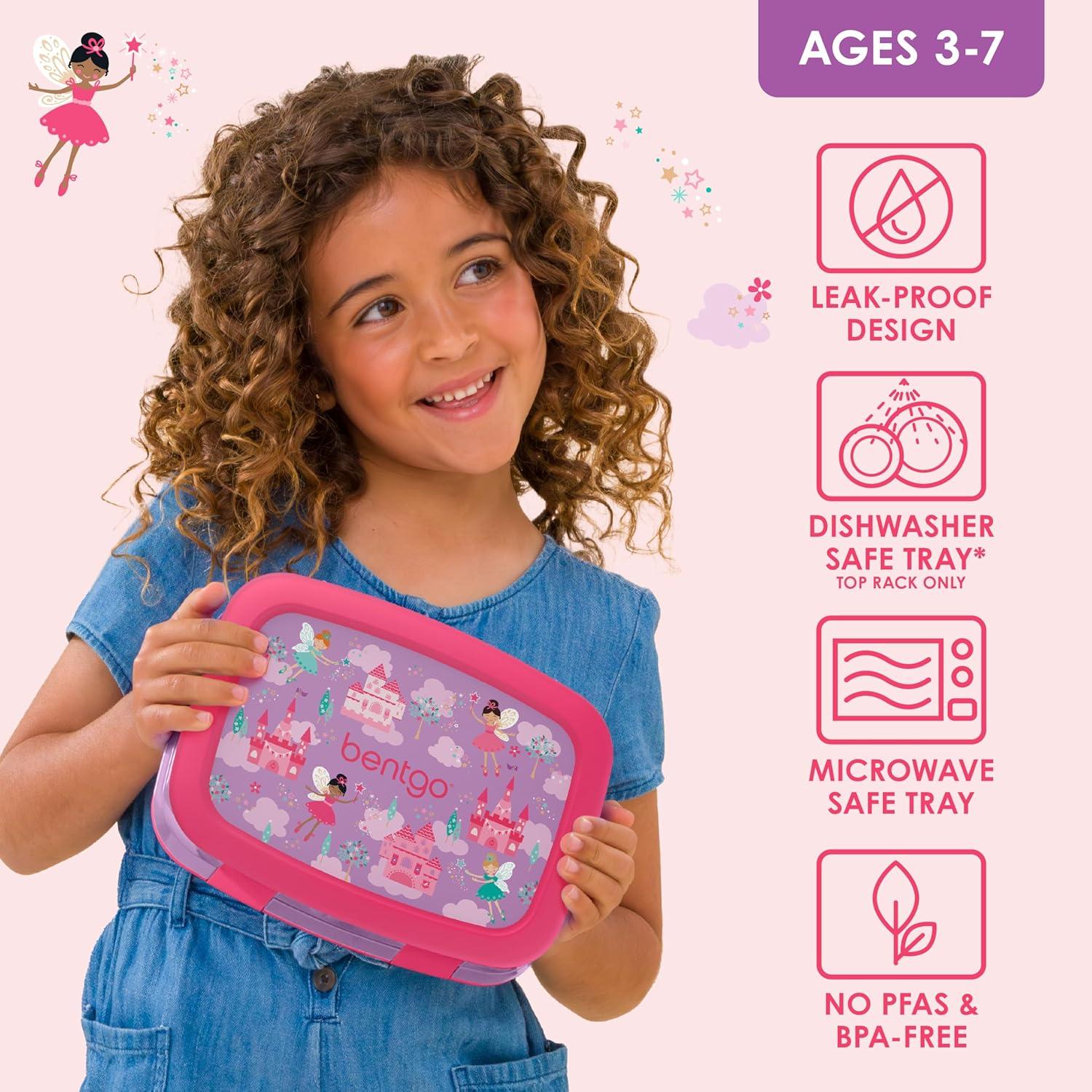 imageBentgo Kids 5Compartment LeakProof BentoStyle Lunch Box Whimsy amp Wonder Collection Ideal for Ages 37 DropProof amp Durable Dishwasher Safe amp PFAS amp BPAFree Materials Geo SpeckleFairies