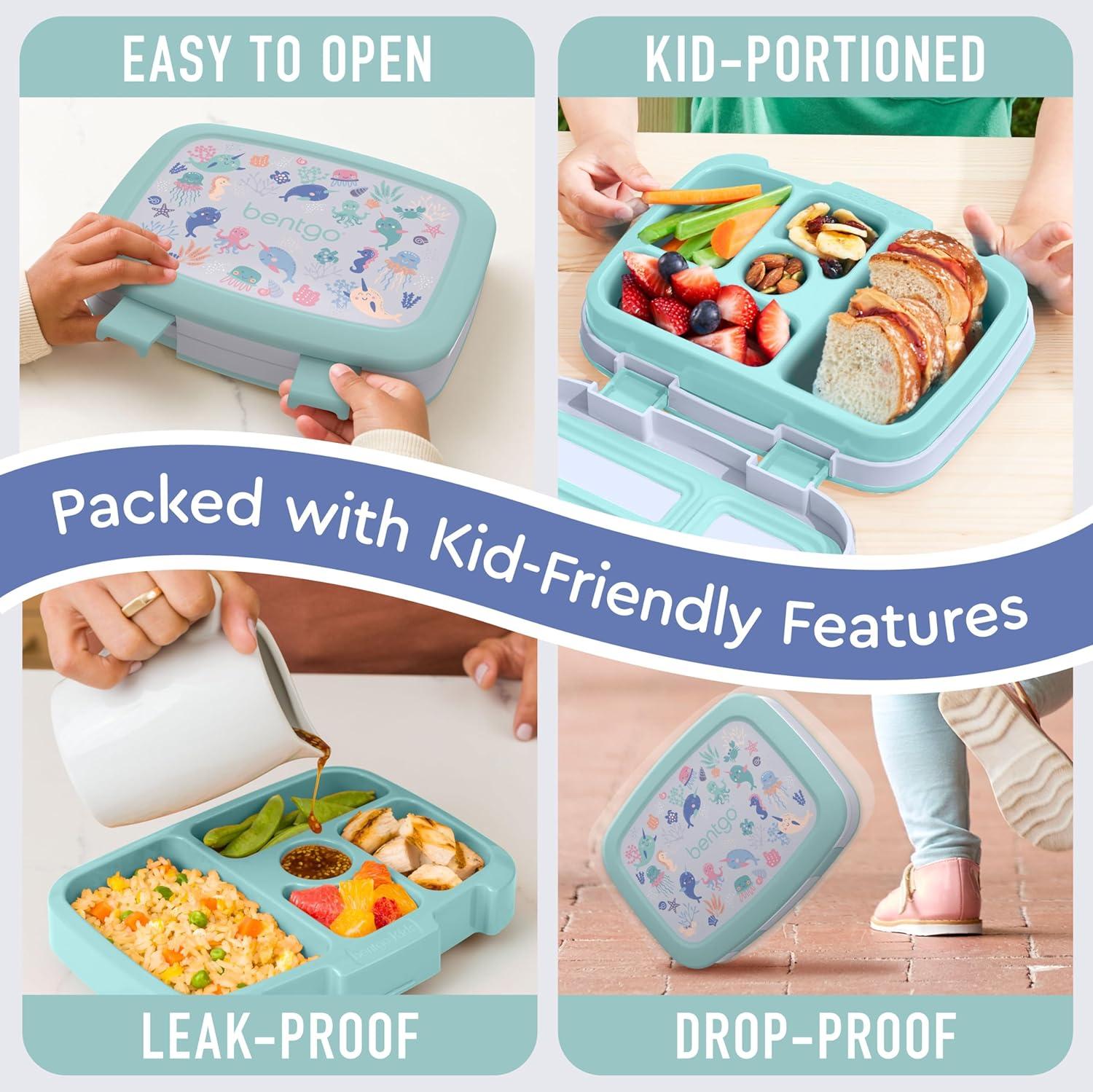 imageBentgo Kids 5Compartment LeakProof BentoStyle Lunch Box Whimsy amp Wonder Collection Ideal for Ages 37 DropProof amp Durable Dishwasher Safe amp PFAS amp BPAFree Materials Geo SpeckleSea Life