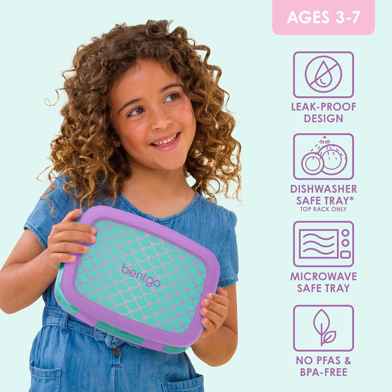 imageBentgo Kids 5Compartment LeakProof BentoStyle Lunch Box Whimsy amp Wonder Collection Ideal for Ages 37 DropProof amp Durable Dishwasher Safe amp PFAS amp BPAFree Materials Geo SpeckleMermaid Scales