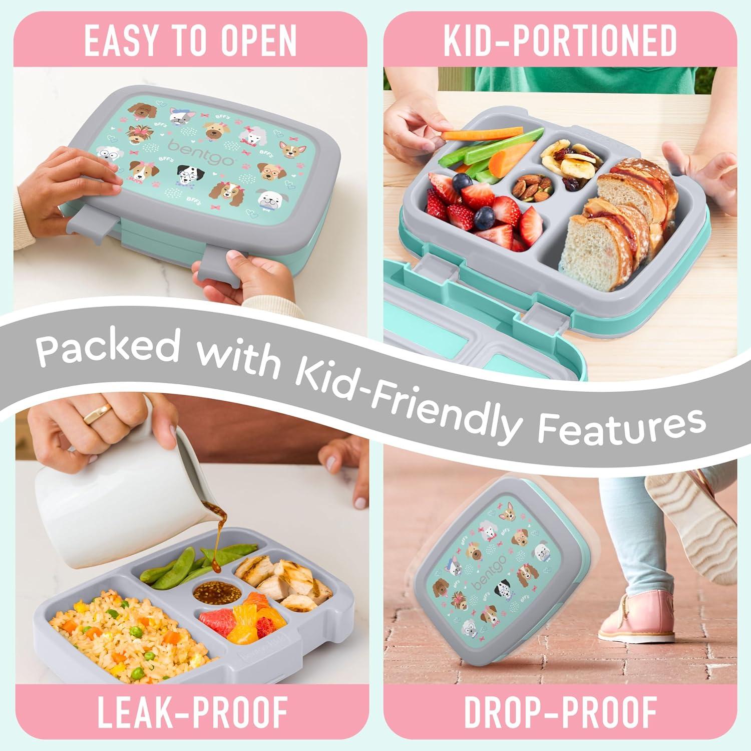 imageBentgo Kids 5Compartment LeakProof BentoStyle Lunch Box Whimsy amp Wonder Collection Ideal for Ages 37 DropProof amp Durable Dishwasher Safe amp PFAS amp BPAFree Materials Geo SpecklePuppy Love