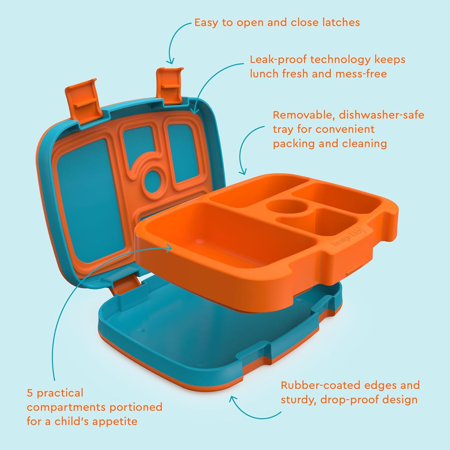 imageBentgo Kids 5Compartment LeakProof BentoStyle Lunch Box Whimsy amp Wonder Collection Ideal for Ages 37 DropProof amp Durable Dishwasher Safe amp PFAS amp BPAFree Materials Geo SpecklePlanes