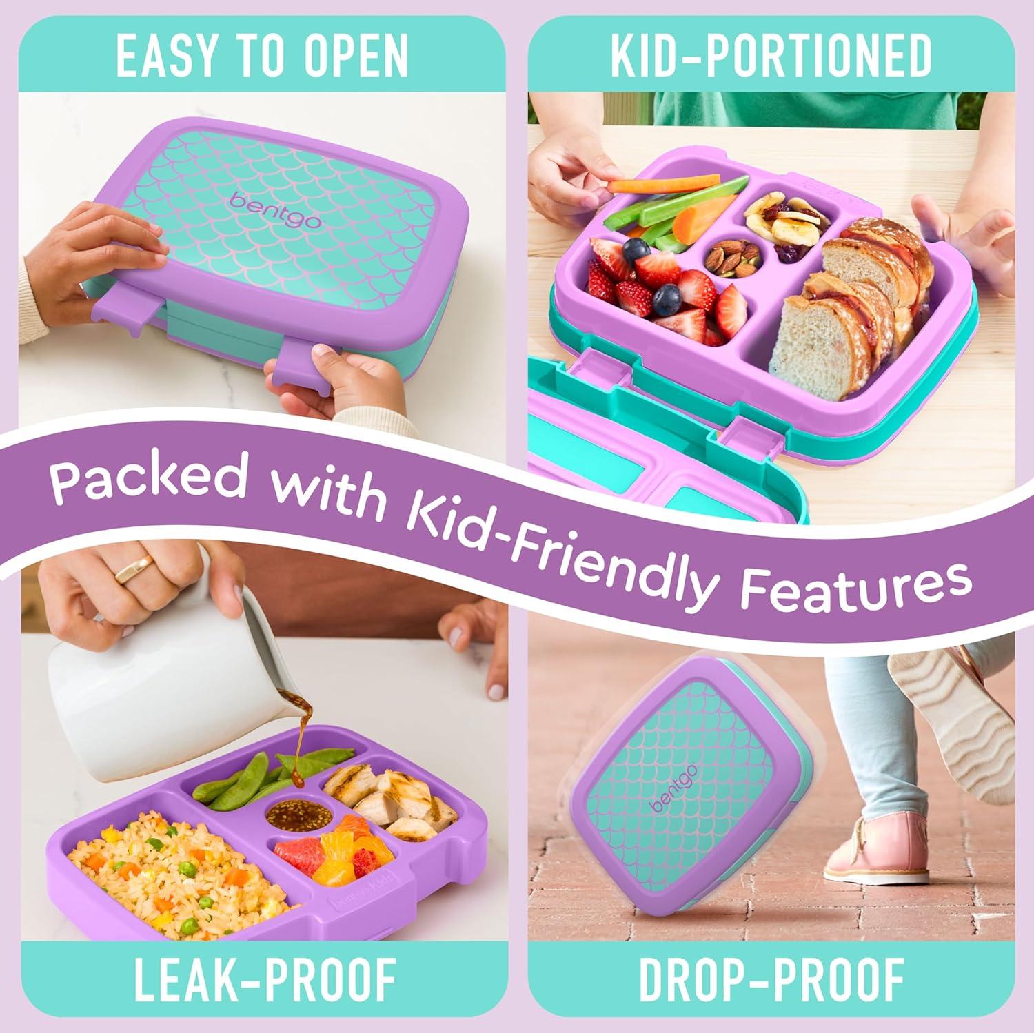imageBentgo Kids 5Compartment LeakProof BentoStyle Lunch Box Whimsy amp Wonder Collection Ideal for Ages 37 DropProof amp Durable Dishwasher Safe amp PFAS amp BPAFree Materials Geo SpeckleMermaid Scales