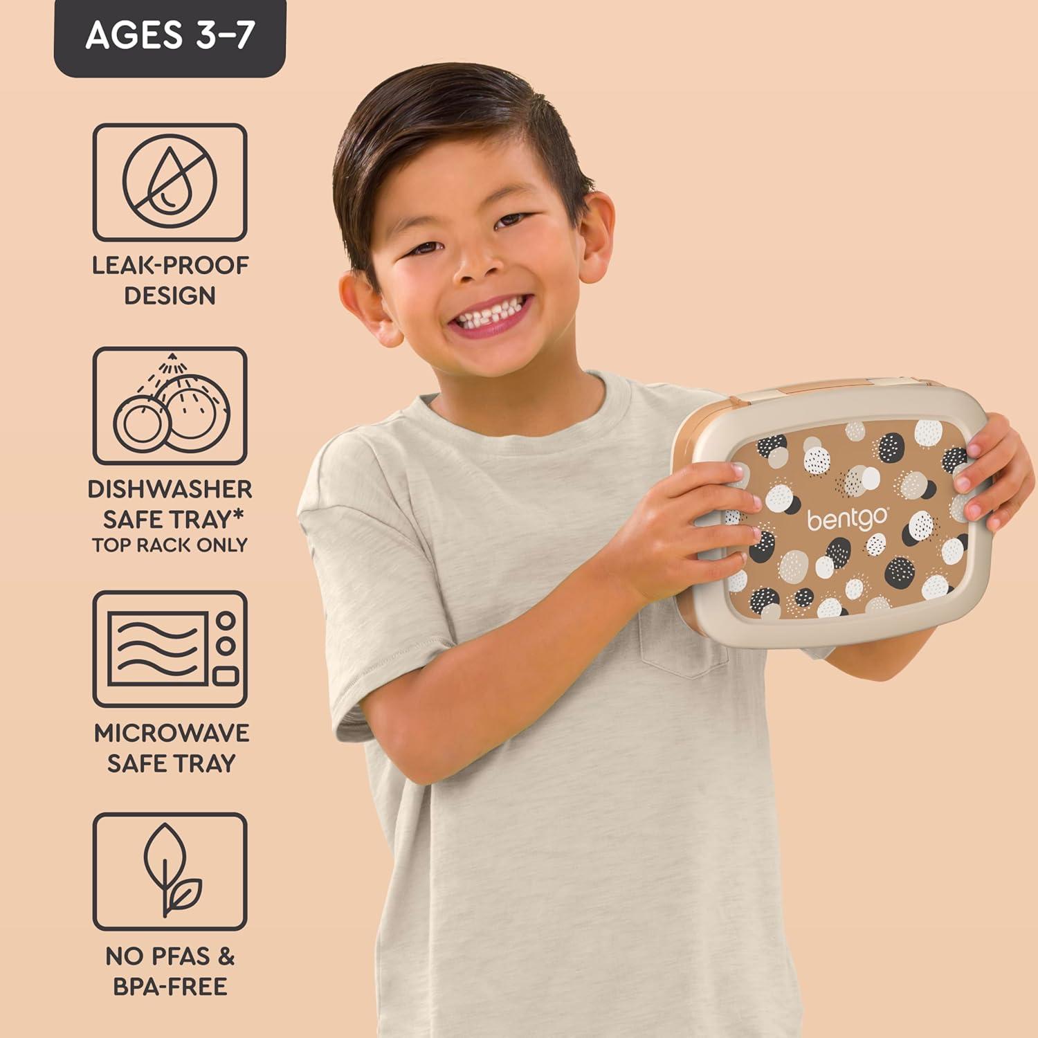 imageBentgo Kids 5Compartment LeakProof BentoStyle Lunch Box Whimsy amp Wonder Collection Ideal for Ages 37 DropProof amp Durable Dishwasher Safe amp PFAS amp BPAFree Materials Geo SpeckleSpots Dots