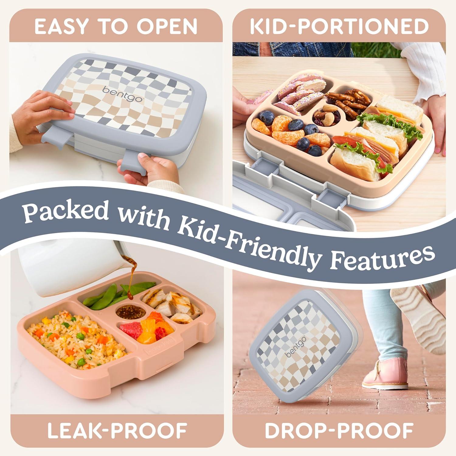 imageBentgo Kids 5Compartment LeakProof BentoStyle Lunch Box Whimsy amp Wonder Collection Ideal for Ages 37 DropProof amp Durable Dishwasher Safe amp PFAS amp BPAFree Materials Geo SpeckleChecker Gradient