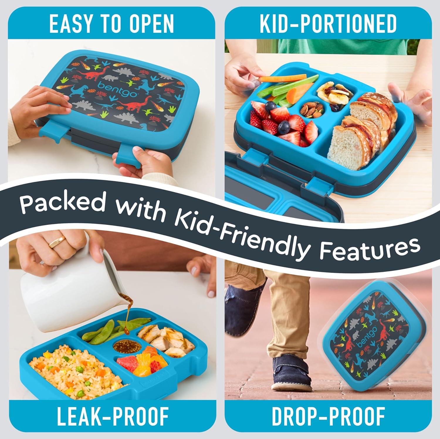 imageBentgo Kids 5Compartment LeakProof BentoStyle Lunch Box Whimsy amp Wonder Collection Ideal for Ages 37 DropProof amp Durable Dishwasher Safe amp PFAS amp BPAFree Materials Geo SpeckleDinosaur