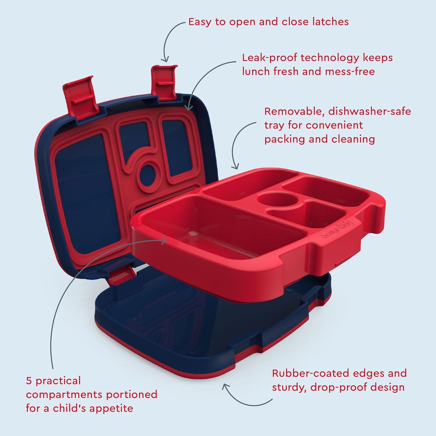 imageBentgo Kids 5Compartment LeakProof BentoStyle Lunch Box Whimsy amp Wonder Collection Ideal for Ages 37 DropProof amp Durable Dishwasher Safe amp PFAS amp BPAFree Materials Geo SpeckleRocket