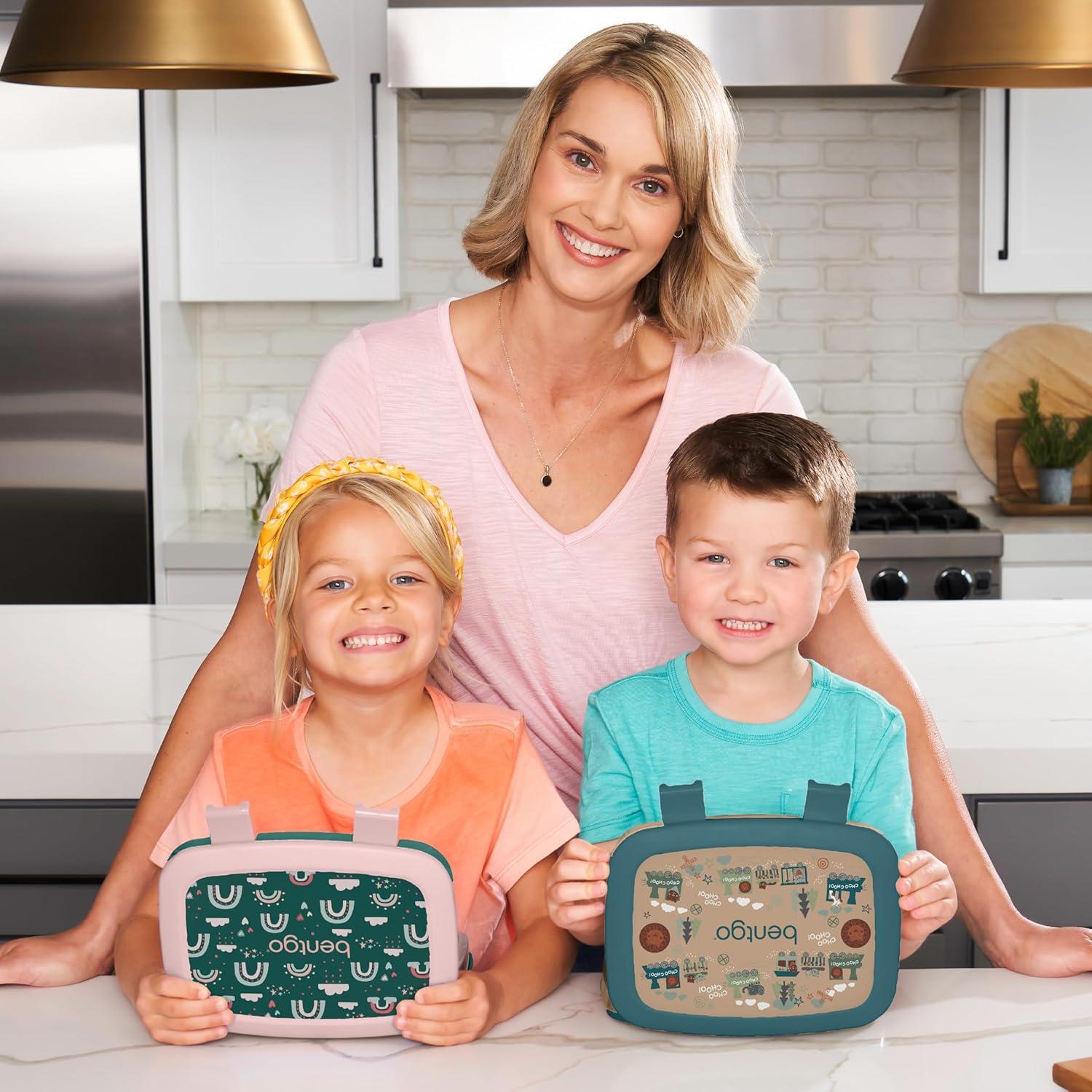 imageBentgo Kids 5Compartment LeakProof BentoStyle Lunch Box Whimsy amp Wonder Collection Ideal for Ages 37 DropProof amp Durable Dishwasher Safe amp PFAS amp BPAFree Materials Geo SpeckleTrains
