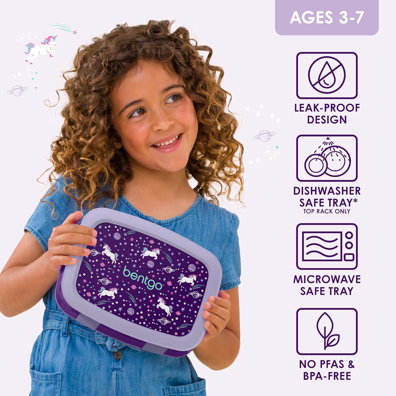 imageBentgo Kids 5Compartment LeakProof BentoStyle Lunch Box Whimsy amp Wonder Collection Ideal for Ages 37 DropProof amp Durable Dishwasher Safe amp PFAS amp BPAFree Materials Geo SpeckleUnicorn