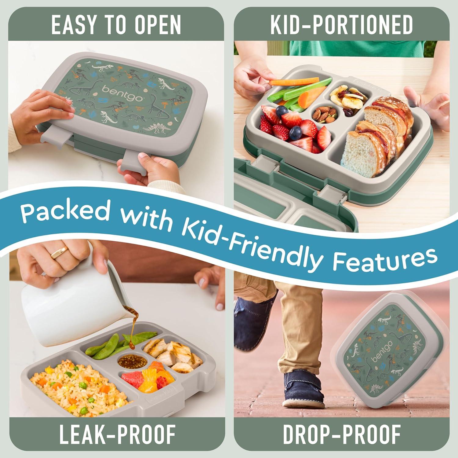 imageBentgo Kids 5Compartment LeakProof BentoStyle Lunch Box Whimsy amp Wonder Collection Ideal for Ages 37 DropProof amp Durable Dishwasher Safe amp PFAS amp BPAFree Materials Geo SpeckleDino Fossils