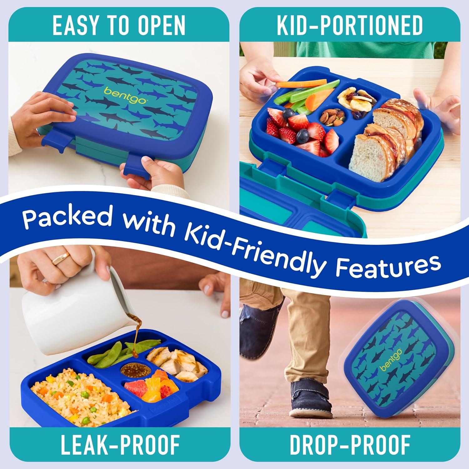 imageBentgo Kids 5Compartment LeakProof BentoStyle Lunch Box Whimsy amp Wonder Collection Ideal for Ages 37 DropProof amp Durable Dishwasher Safe amp PFAS amp BPAFree Materials Geo SpeckleSharks