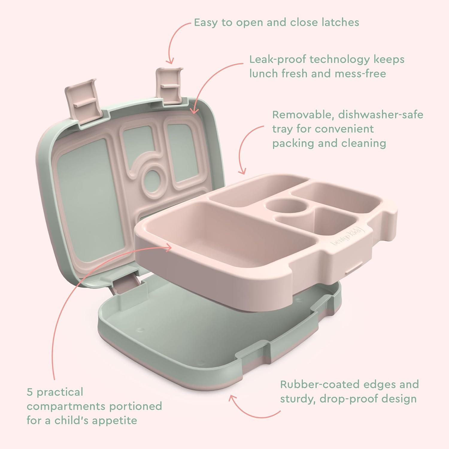 imageBentgo Kids 5Compartment LeakProof BentoStyle Lunch Box Whimsy amp Wonder Collection Ideal for Ages 37 DropProof amp Durable Dishwasher Safe amp PFAS amp BPAFree Materials Geo SpeckleNature Adventure