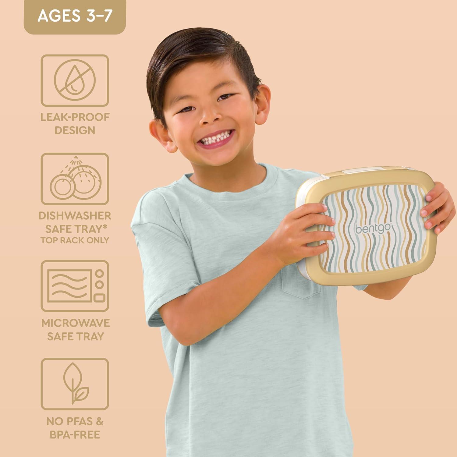 imageBentgo Kids 5Compartment LeakProof BentoStyle Lunch Box Whimsy amp Wonder Collection Ideal for Ages 37 DropProof amp Durable Dishwasher Safe amp PFAS amp BPAFree Materials Geo SpeckleWavy