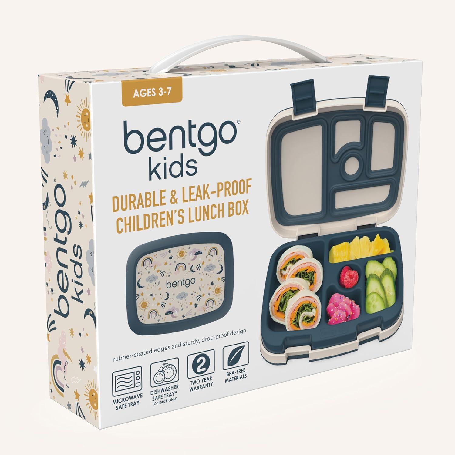 imageBentgo Kids 5Compartment LeakProof BentoStyle Lunch Box Whimsy amp Wonder Collection Ideal for Ages 37 DropProof amp Durable Dishwasher Safe amp PFAS amp BPAFree Materials Geo SpeckleFriendly Skies