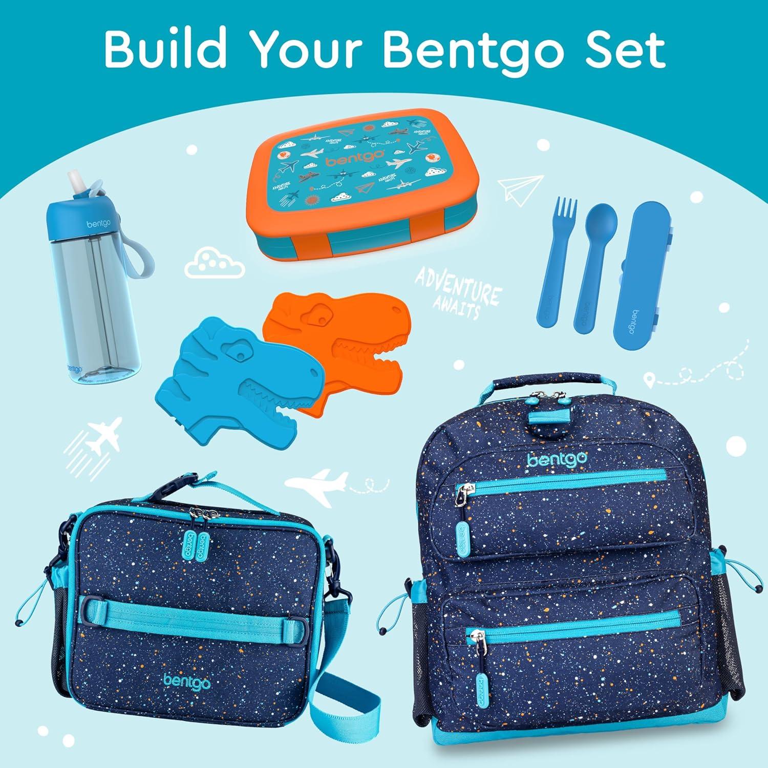 imageBentgo Kids 5Compartment LeakProof BentoStyle Lunch Box Whimsy amp Wonder Collection Ideal for Ages 37 DropProof amp Durable Dishwasher Safe amp PFAS amp BPAFree Materials Geo SpecklePlanes
