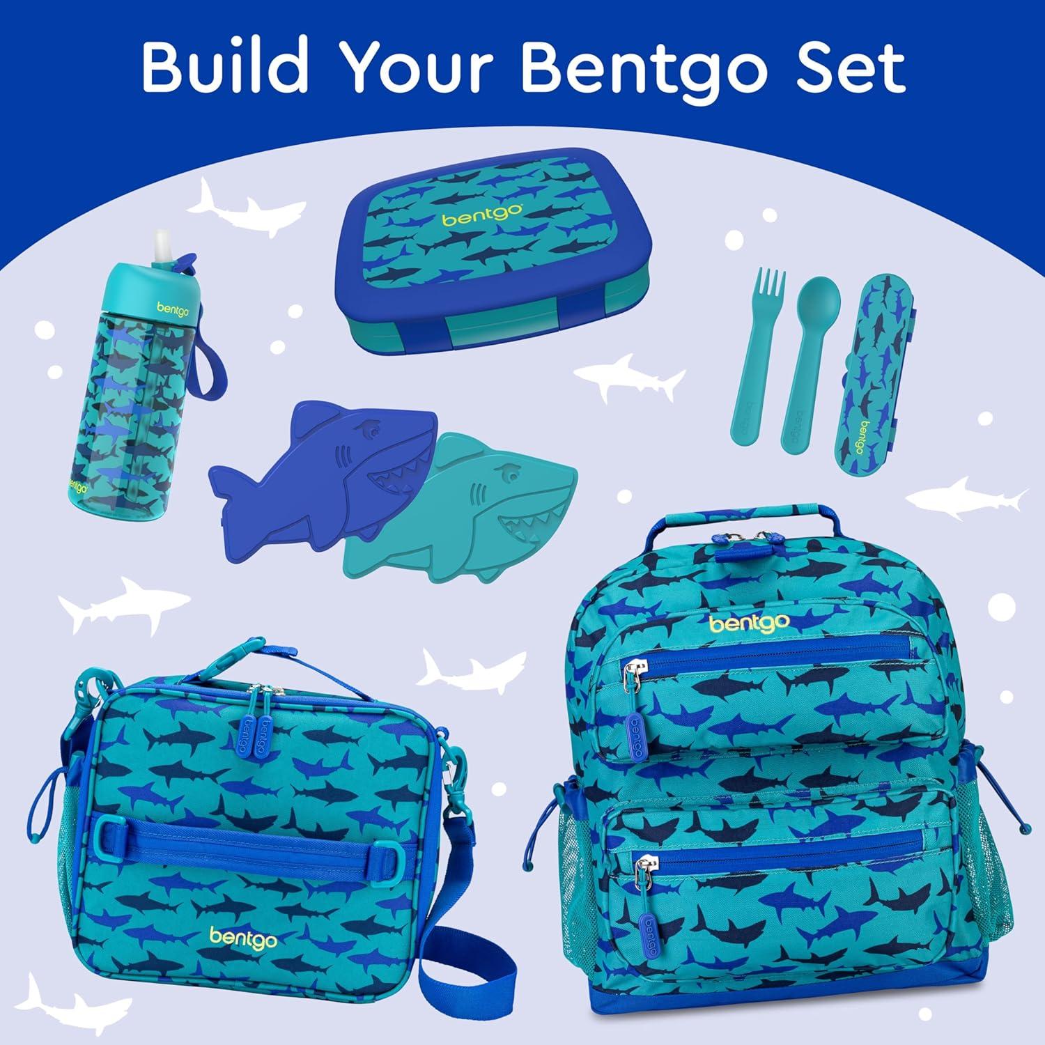 imageBentgo Kids 5Compartment LeakProof BentoStyle Lunch Box Whimsy amp Wonder Collection Ideal for Ages 37 DropProof amp Durable Dishwasher Safe amp PFAS amp BPAFree Materials Geo SpeckleSharks