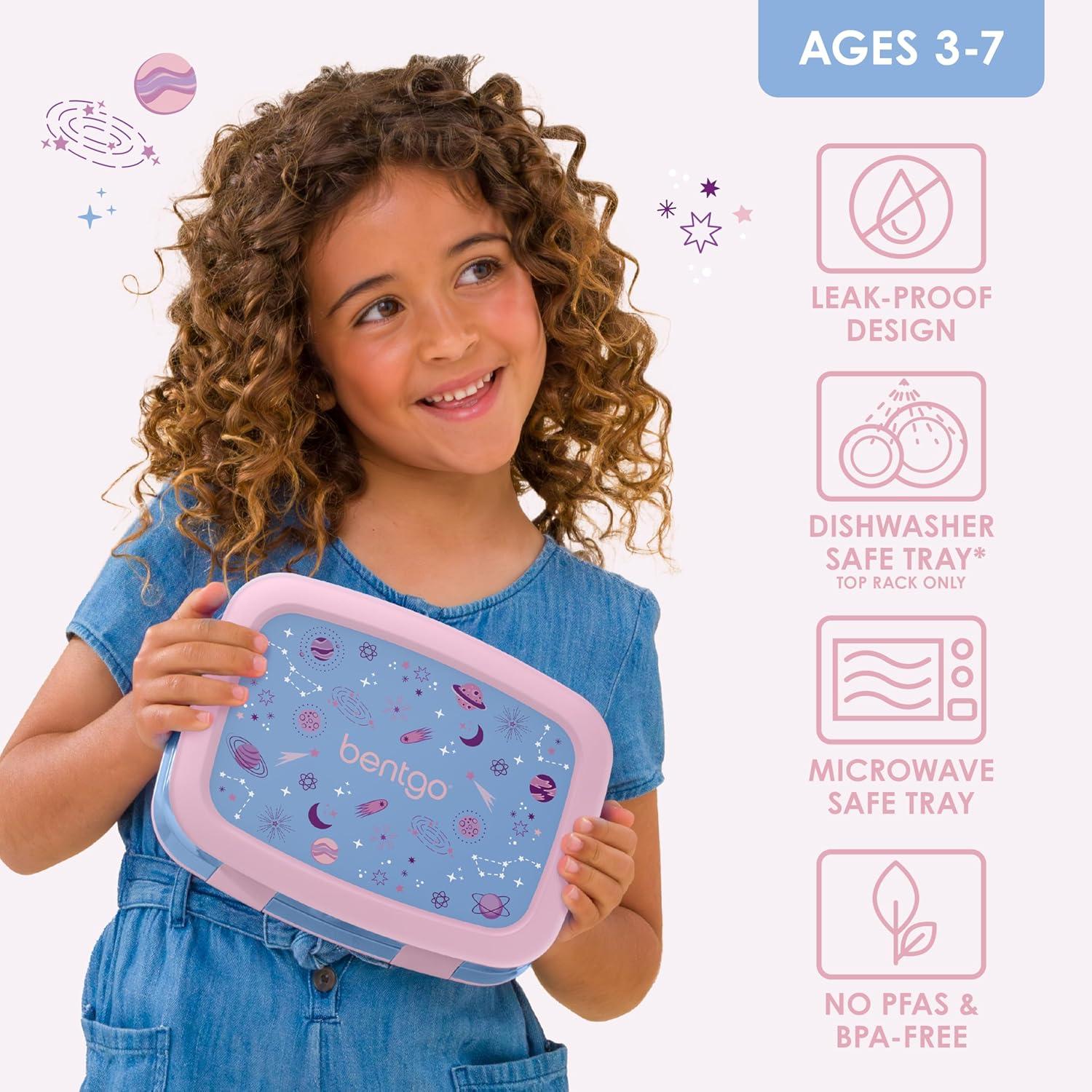 imageBentgo Kids 5Compartment LeakProof BentoStyle Lunch Box Whimsy amp Wonder Collection Ideal for Ages 37 DropProof amp Durable Dishwasher Safe amp PFAS amp BPAFree Materials Geo SpeckleLavender Galaxy