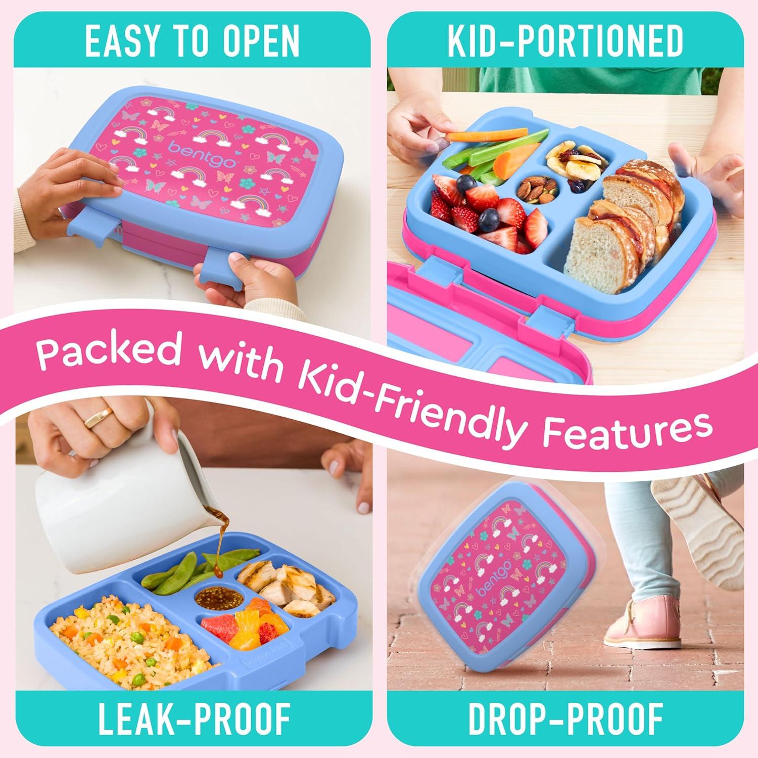 imageBentgo Kids 5Compartment LeakProof BentoStyle Lunch Box Whimsy amp Wonder Collection Ideal for Ages 37 DropProof amp Durable Dishwasher Safe amp PFAS amp BPAFree Materials Geo SpeckleRainbows and Butterflies