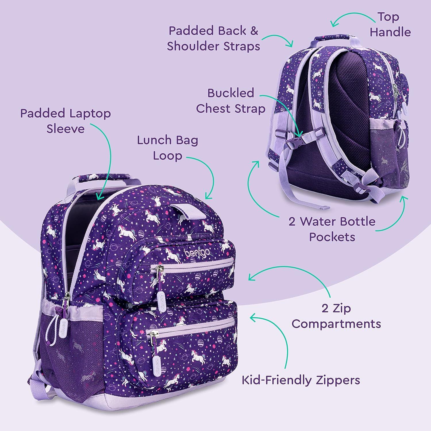 imageBentgo Kids Backpack Whimsy amp Wonder Collection Lightweight 14 for School Travel amp Daycare Ideal for Kids 4 Durable amp WaterResistant Roomy Interior Loop for Lunch Bag Spots amp DotsUnicorn