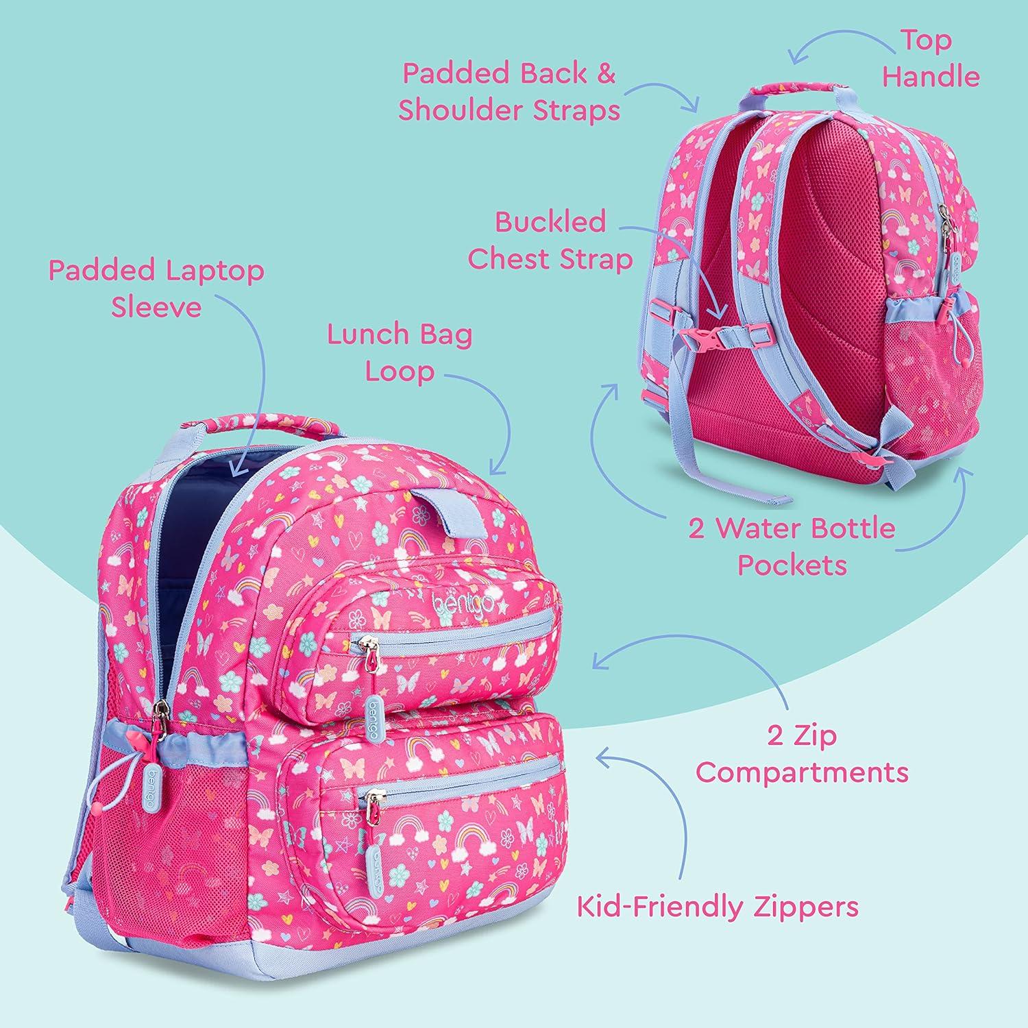 imageBentgo Kids Backpack Whimsy amp Wonder Collection Lightweight 14 for School Travel amp Daycare Ideal for Kids 4 Durable amp WaterResistant Roomy Interior Loop for Lunch Bag Spots amp DotsRainbows
