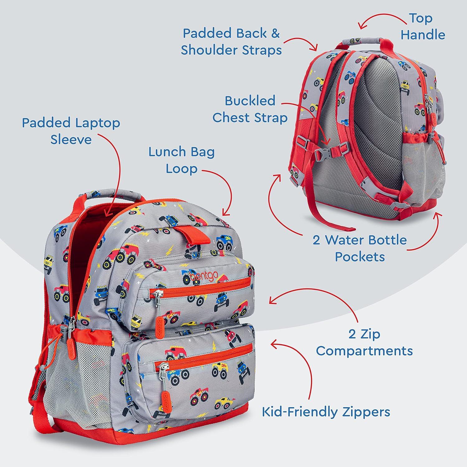 imageBentgo Kids Backpack Whimsy amp Wonder Collection Lightweight 14 for School Travel amp Daycare Ideal for Kids 4 Durable amp WaterResistant Roomy Interior Loop for Lunch Bag Spots amp DotsTrucks