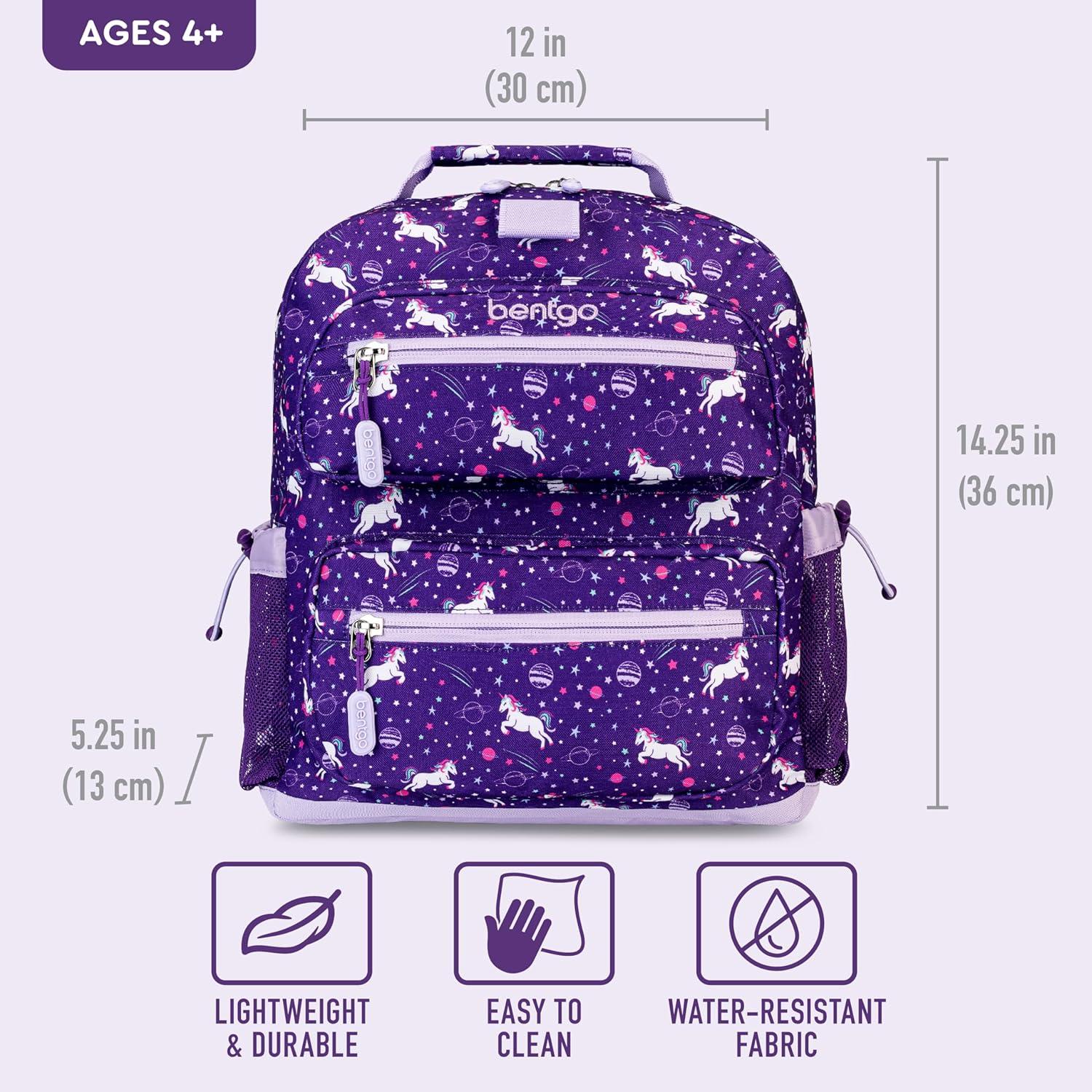 imageBentgo Kids Backpack Whimsy amp Wonder Collection Lightweight 14 for School Travel amp Daycare Ideal for Kids 4 Durable amp WaterResistant Roomy Interior Loop for Lunch Bag Spots amp DotsUnicorn