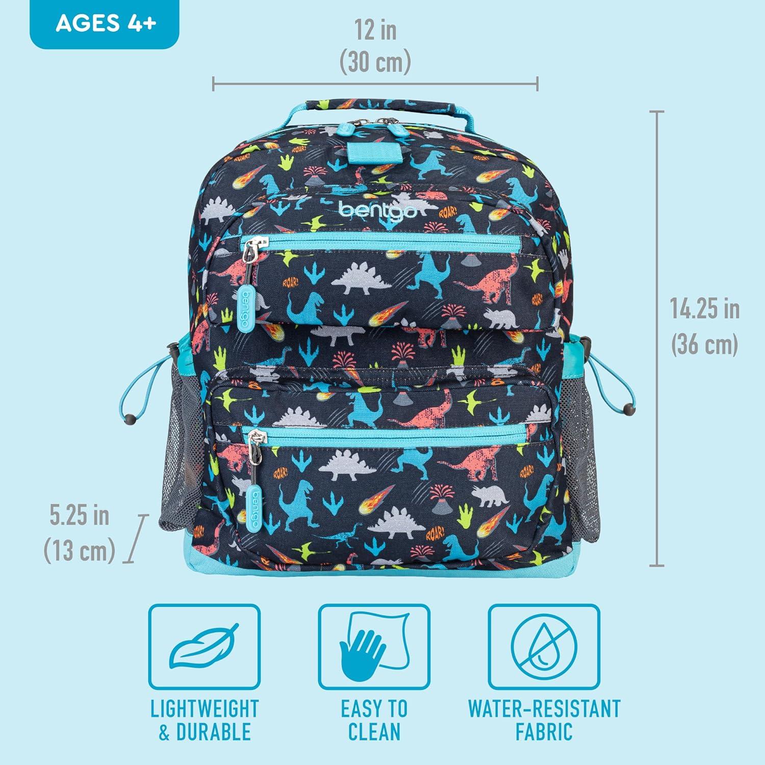 imageBentgo Kids Backpack Whimsy amp Wonder Collection Lightweight 14 for School Travel amp Daycare Ideal for Kids 4 Durable amp WaterResistant Roomy Interior Loop for Lunch Bag Spots amp DotsDinosaur