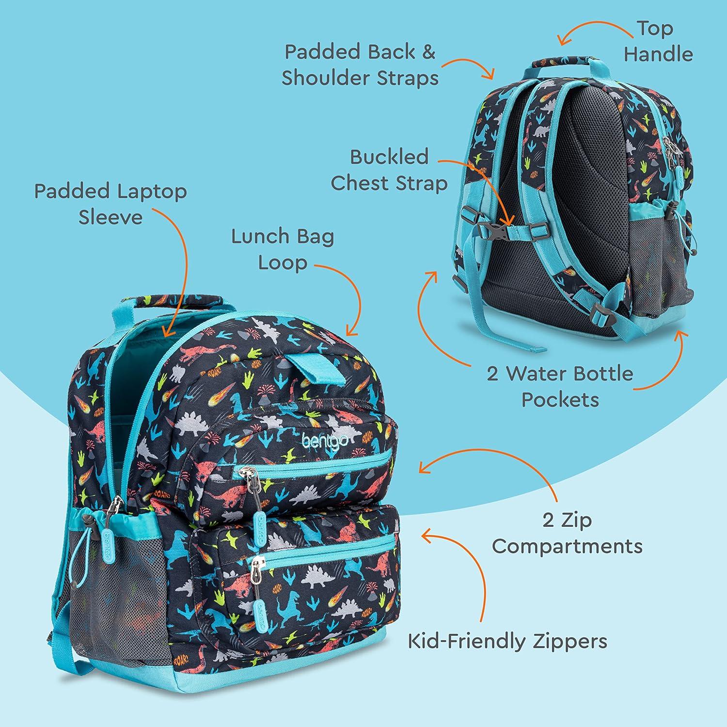imageBentgo Kids Backpack Whimsy amp Wonder Collection Lightweight 14 for School Travel amp Daycare Ideal for Kids 4 Durable amp WaterResistant Roomy Interior Loop for Lunch Bag Spots amp DotsDinosaur