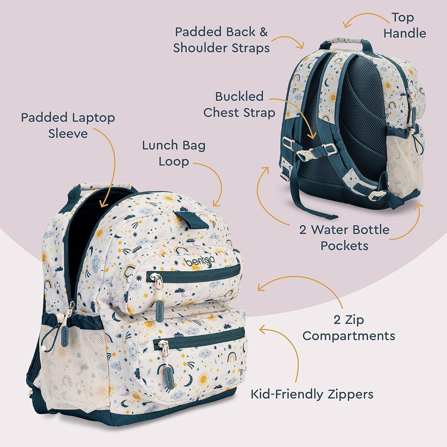 imageBentgo Kids Backpack Whimsy amp Wonder Collection Lightweight 14 for School Travel amp Daycare Ideal for Kids 4 Durable amp WaterResistant Roomy Interior Loop for Lunch Bag Spots amp DotsFriendly Skies
