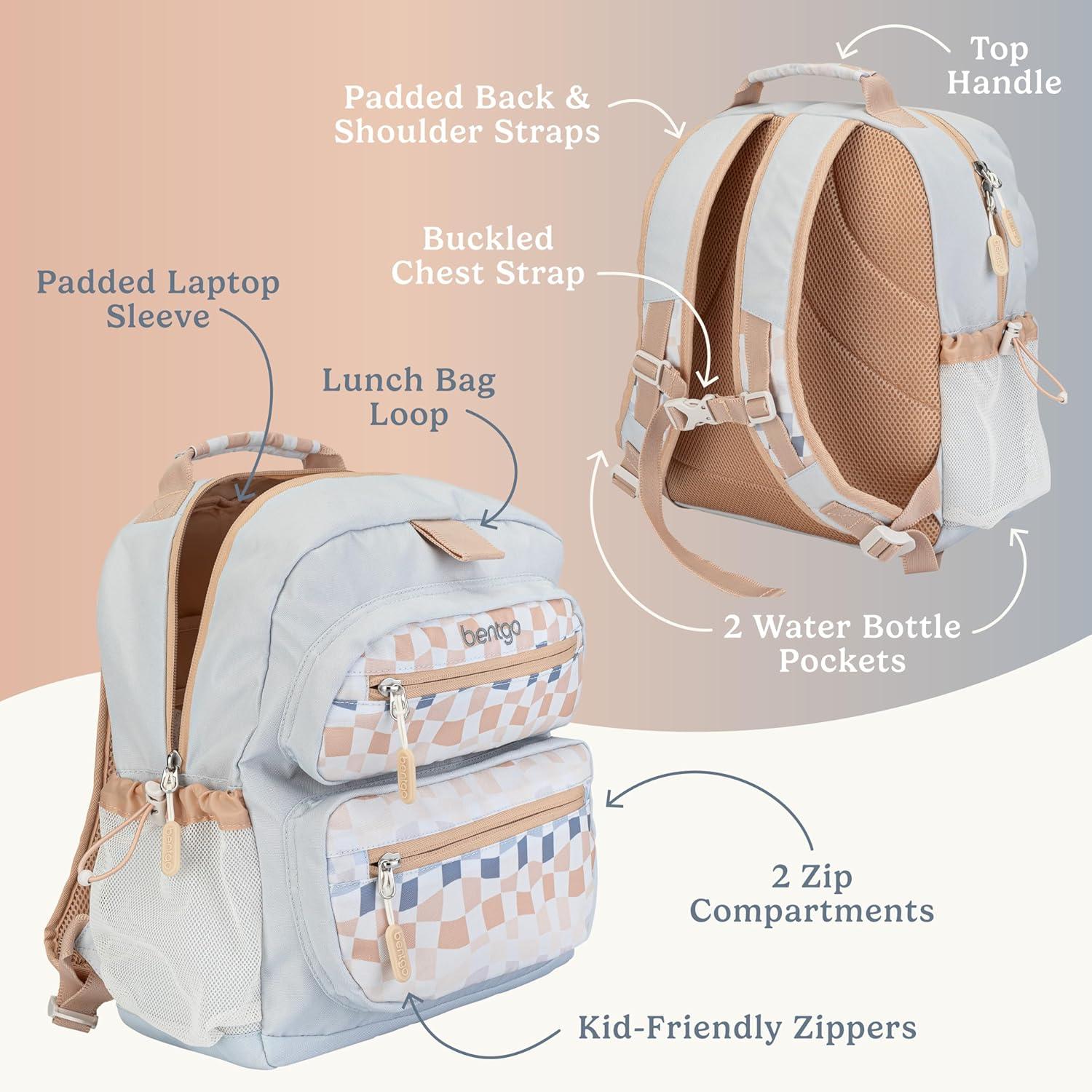 imageBentgo Kids Backpack Whimsy amp Wonder Collection Lightweight 14 for School Travel amp Daycare Ideal for Kids 4 Durable amp WaterResistant Roomy Interior Loop for Lunch Bag Spots amp DotsChecker Gradient