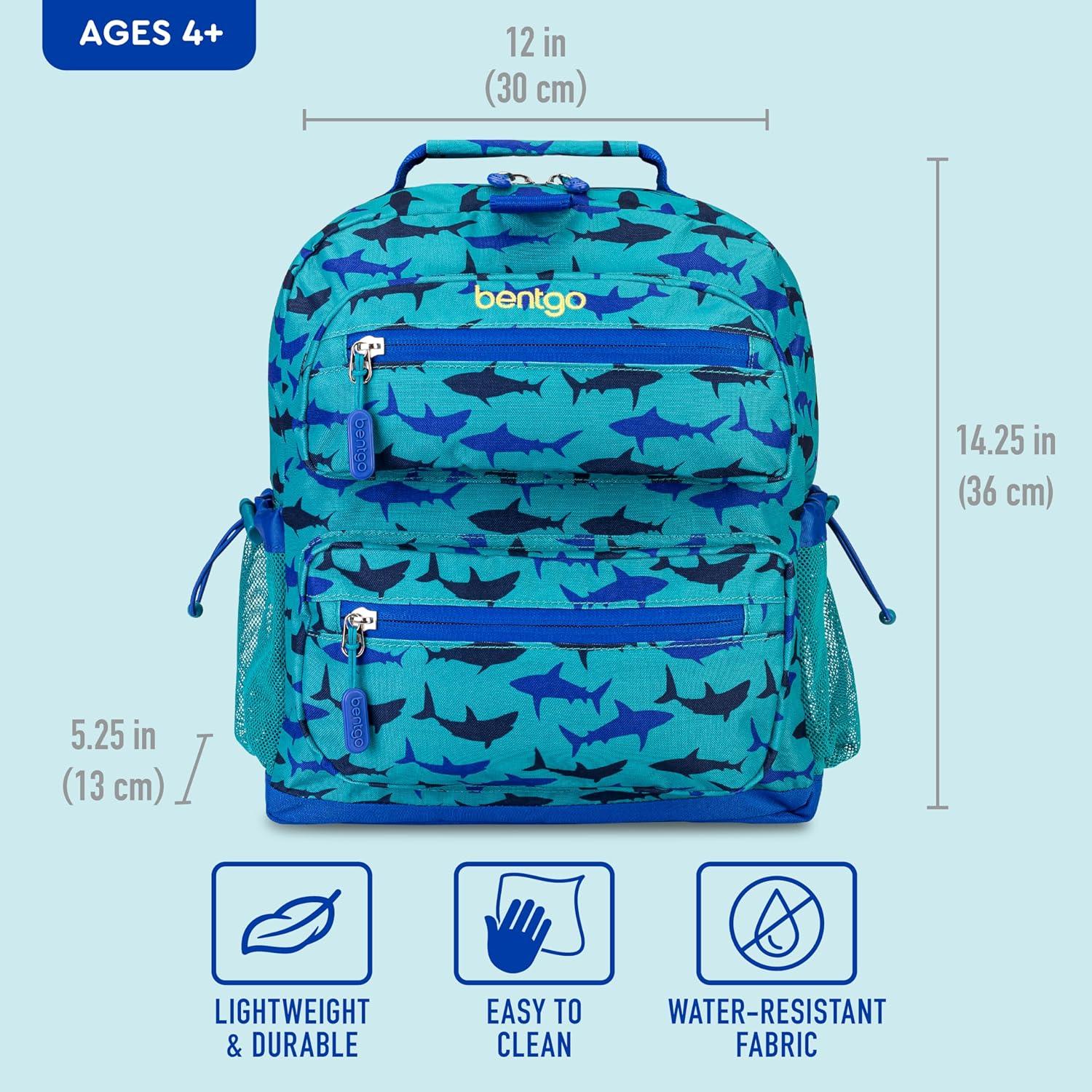 imageBentgo Kids Backpack Whimsy amp Wonder Collection Lightweight 14 for School Travel amp Daycare Ideal for Kids 4 Durable amp WaterResistant Roomy Interior Loop for Lunch Bag Spots amp DotsShark