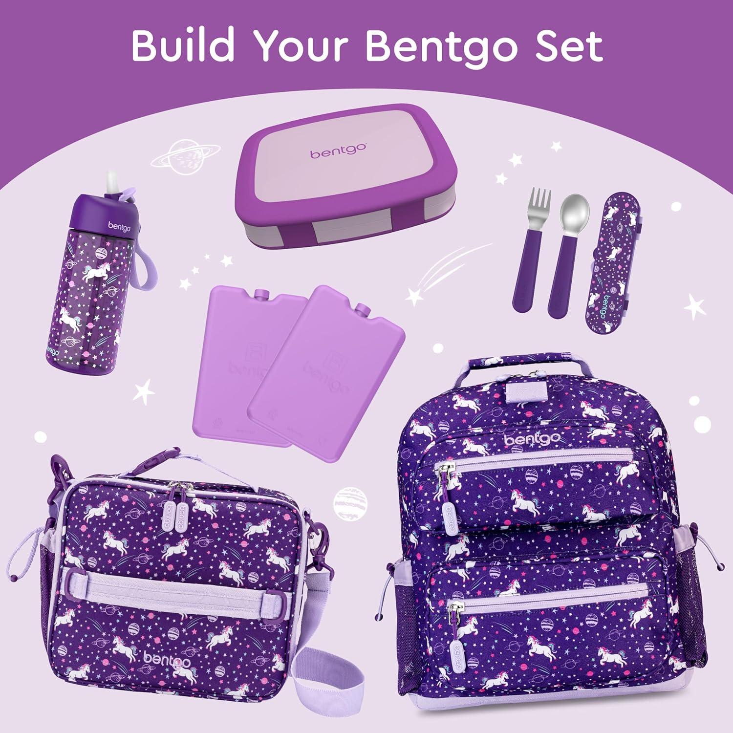 imageBentgo Kids BentoStyle 5Compartment LeakProof Lunch Box Ideal Portion Sizes for Ages 3 to 7 Durable DropProof Dishwasher Safe PFAS amp BPAFree amp Made with FoodSafe Materials Citrus YellowPurple