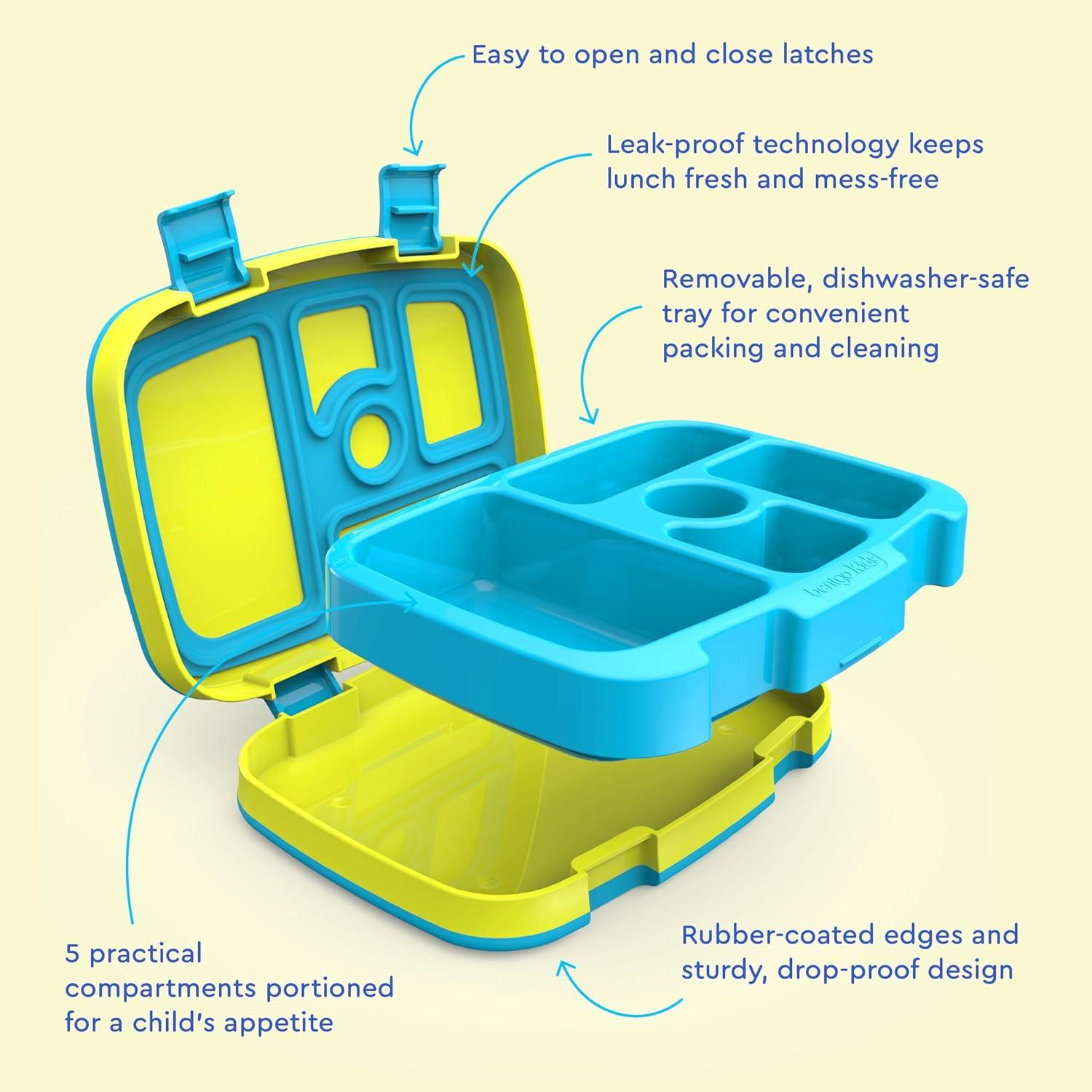 imageBentgo Kids BentoStyle 5Compartment LeakProof Lunch Box Ideal Portion Sizes for Ages 3 to 7 Durable DropProof Dishwasher Safe PFAS amp BPAFree amp Made with FoodSafe Materials Citrus YellowCitrus Yellow