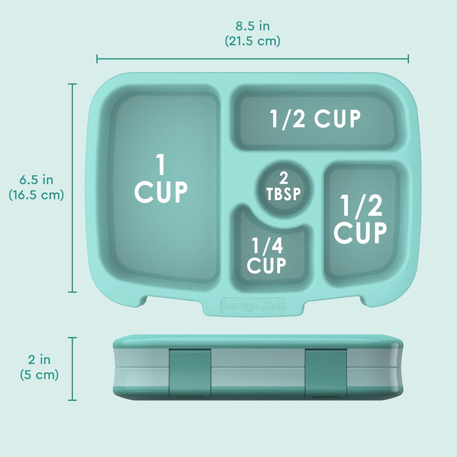 imageBentgo Kids BentoStyle 5Compartment LeakProof Lunch Box Ideal Portion Sizes for Ages 3 to 7 Durable DropProof Dishwasher Safe PFAS amp BPAFree amp Made with FoodSafe Materials Citrus YellowSeafoam