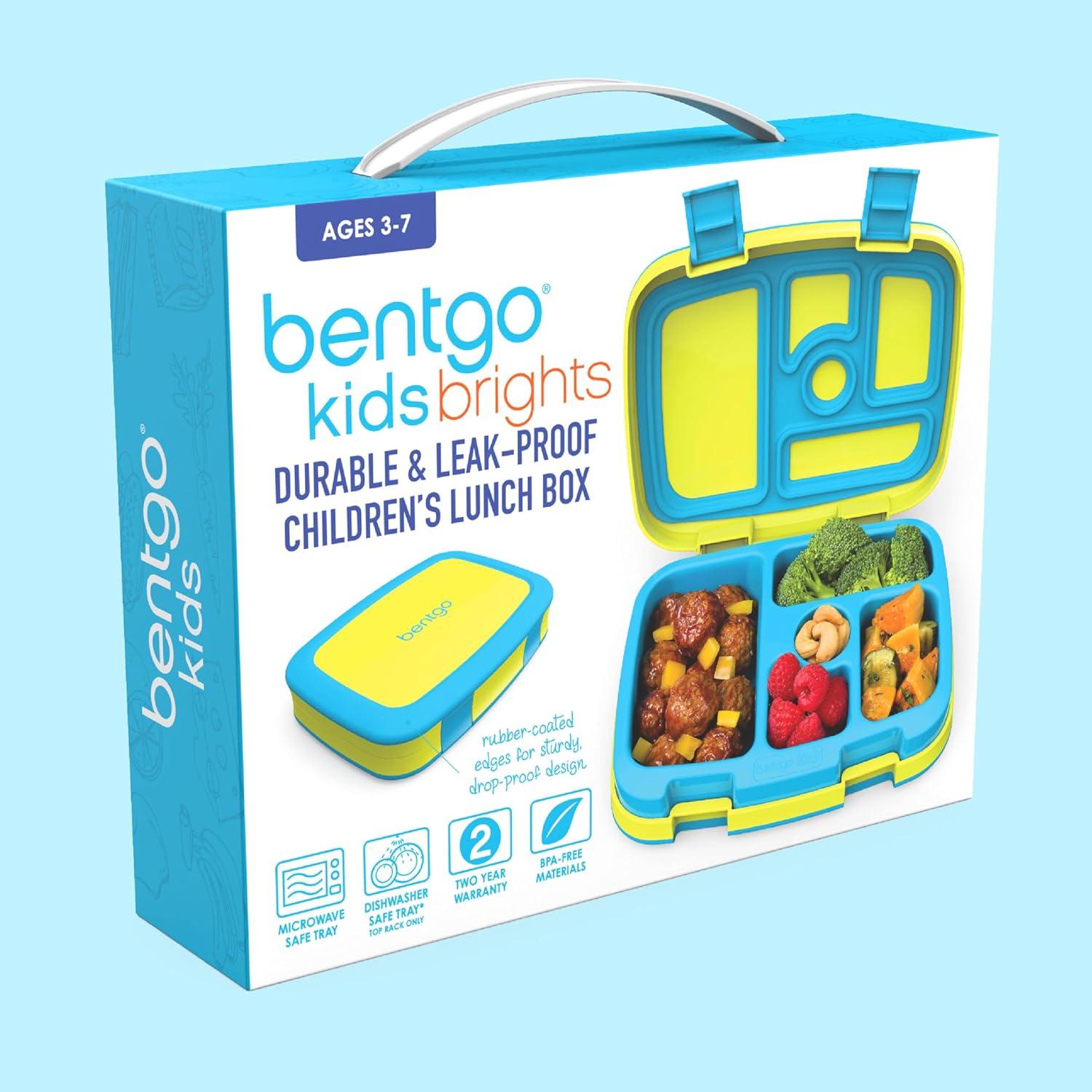imageBentgo Kids BentoStyle 5Compartment LeakProof Lunch Box Ideal Portion Sizes for Ages 3 to 7 Durable DropProof Dishwasher Safe PFAS amp BPAFree amp Made with FoodSafe Materials Citrus YellowCitrus Yellow