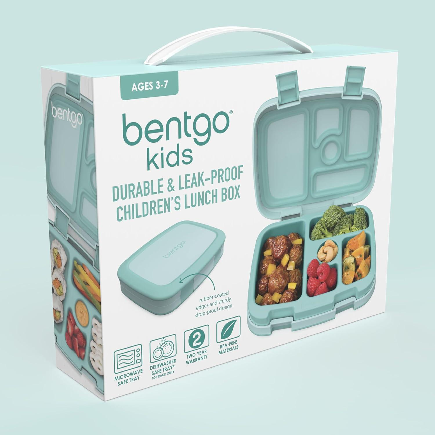 imageBentgo Kids BentoStyle 5Compartment LeakProof Lunch Box Ideal Portion Sizes for Ages 3 to 7 Durable DropProof Dishwasher Safe PFAS amp BPAFree amp Made with FoodSafe Materials Citrus YellowSeafoam