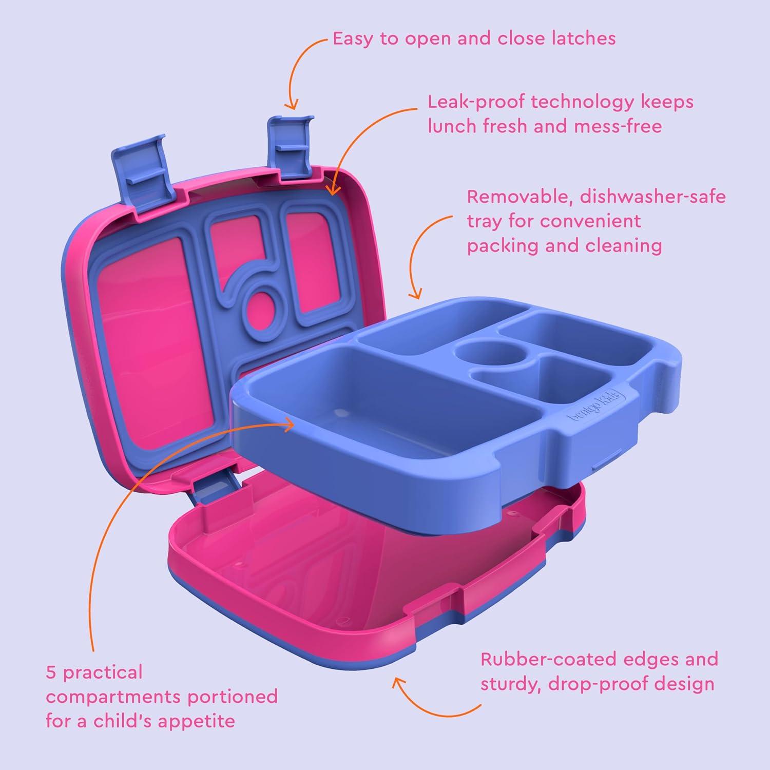 imageBentgo Kids BentoStyle 5Compartment LeakProof Lunch Box Ideal Portion Sizes for Ages 3 to 7 Durable DropProof Dishwasher Safe PFAS amp BPAFree amp Made with FoodSafe Materials Citrus YellowFuchsia