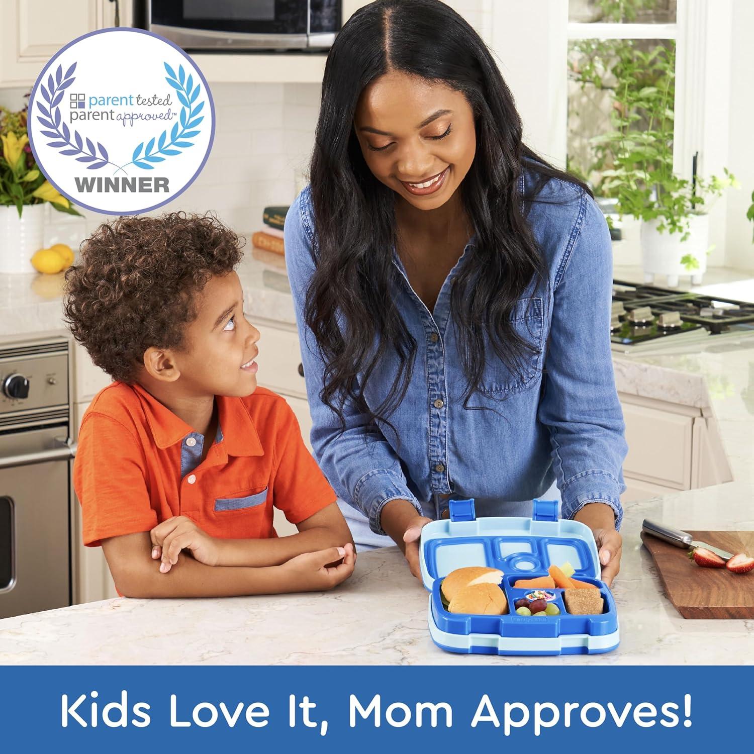 imageBentgo Kids BentoStyle 5Compartment LeakProof Lunch Box Ideal Portion Sizes for Ages 3 to 7 Durable DropProof Dishwasher Safe PFAS amp BPAFree amp Made with FoodSafe Materials Citrus YellowBlue