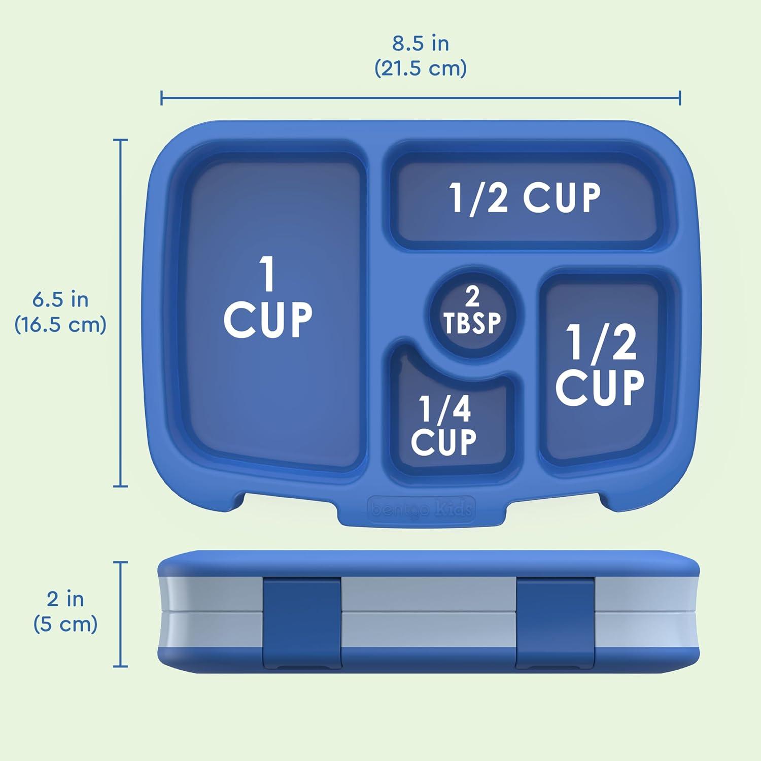 imageBentgo Kids BentoStyle 5Compartment LeakProof Lunch Box Ideal Portion Sizes for Ages 3 to 7 Durable DropProof Dishwasher Safe PFAS amp BPAFree amp Made with FoodSafe Materials Citrus YellowBlue